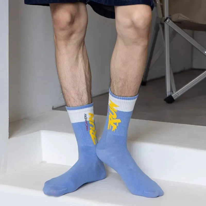 🌈 Each pair is just $1.69!🔥Buy 5 Get 5 Free Letter Blocking Mid-Calf Socks