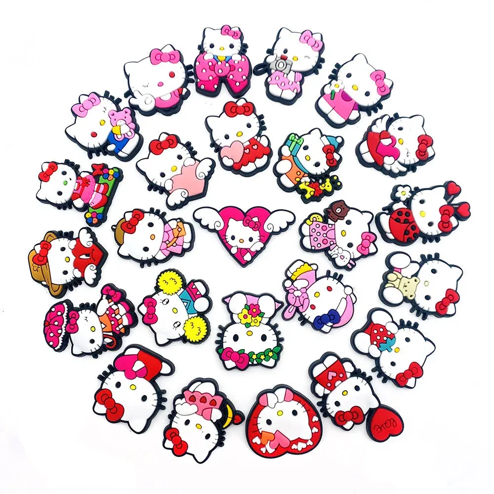 10–35pcs Hello Kitty Shoe Charms – Cute Cartoon Accessories for Clogs & Garden Shoes | Fun Decorations & Gifts for Kids and Girls