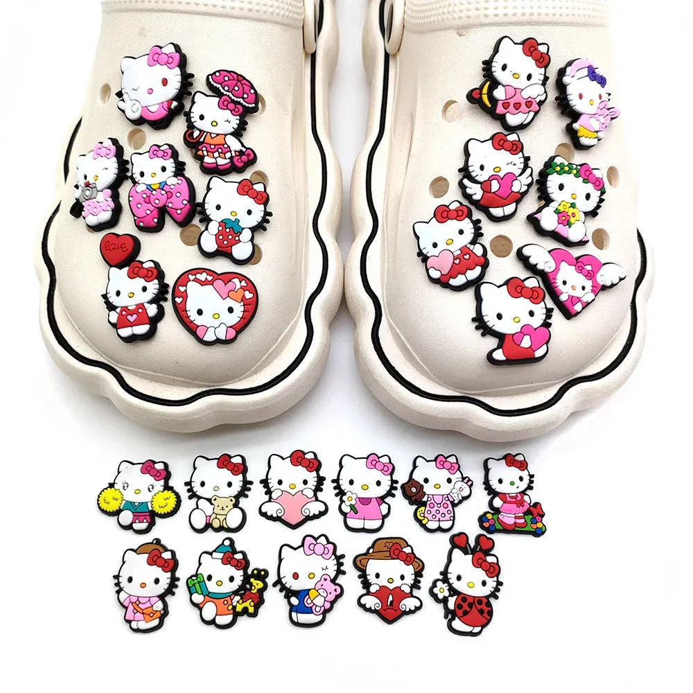 10–35pcs Hello Kitty Shoe Charms – Cute Cartoon Accessories for Clogs & Garden Shoes | Fun Decorations & Gifts for Kids and Girls