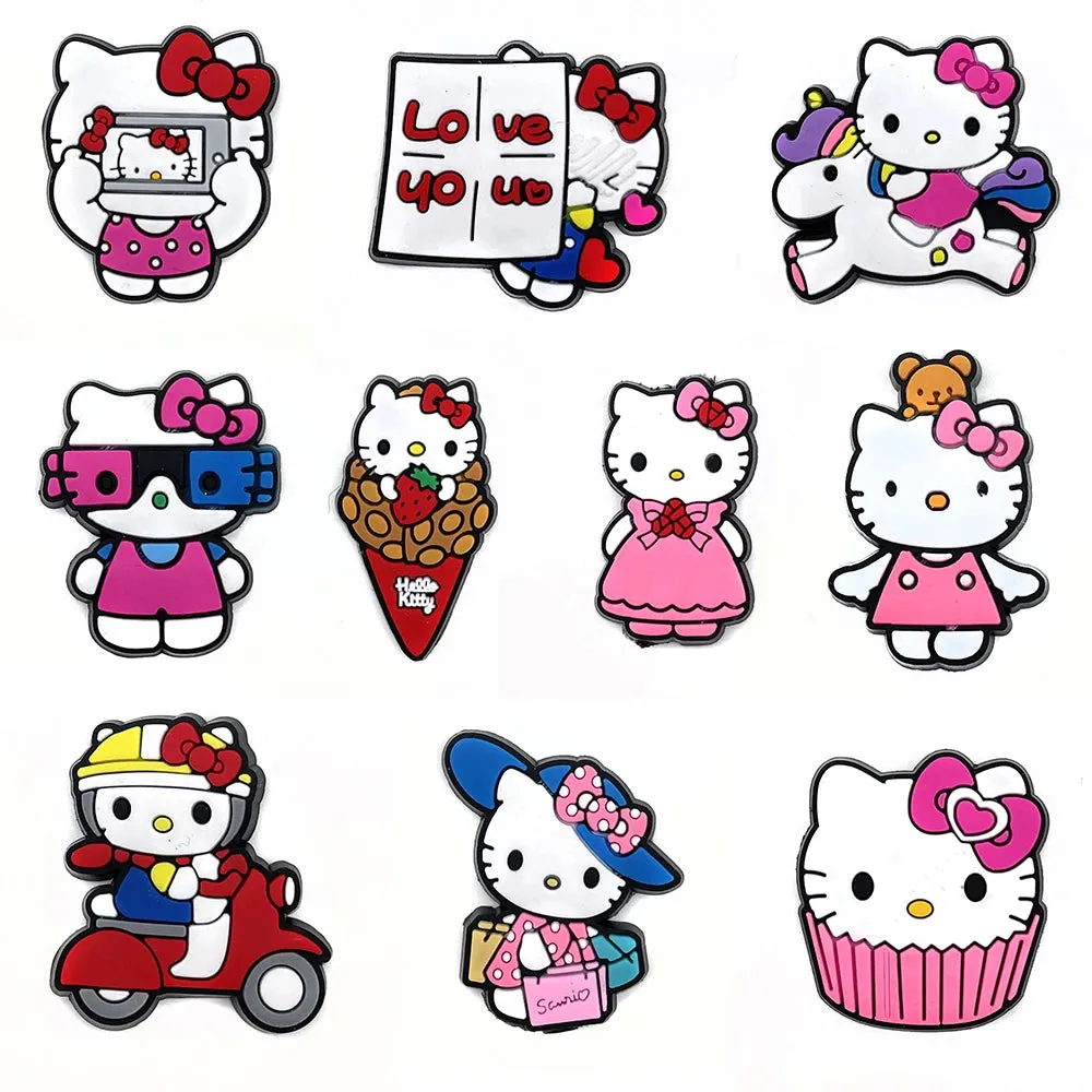 10–35pcs Hello Kitty Shoe Charms – Cute Cartoon Accessories for Clogs & Garden Shoes | Fun Decorations & Gifts for Kids and Girls