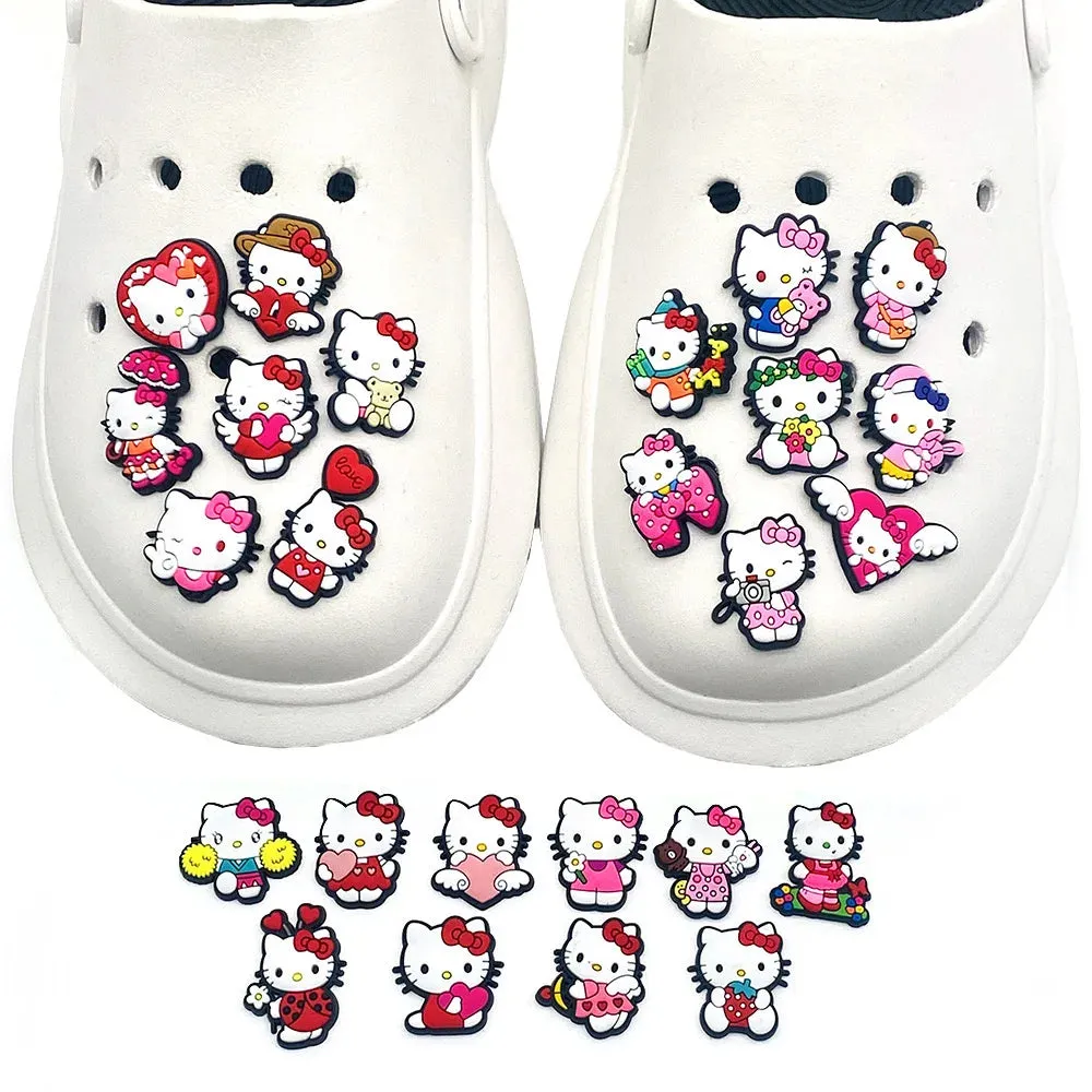 10–35pcs Hello Kitty Shoe Charms – Cute Cartoon Accessories for Clogs & Garden Shoes | Fun Decorations & Gifts for Kids and Girls