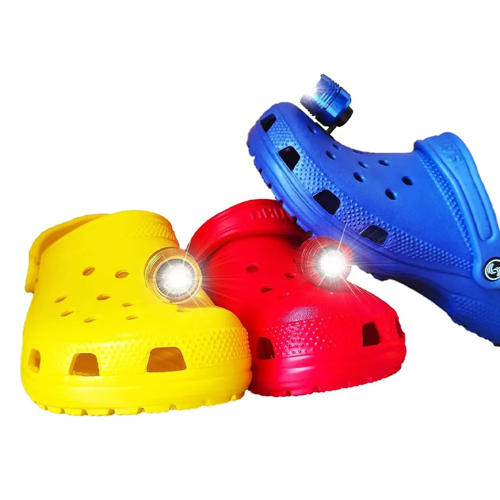 2Pc LED Shoe Headlights for Crocs Decorative Footlights Battery-Powered