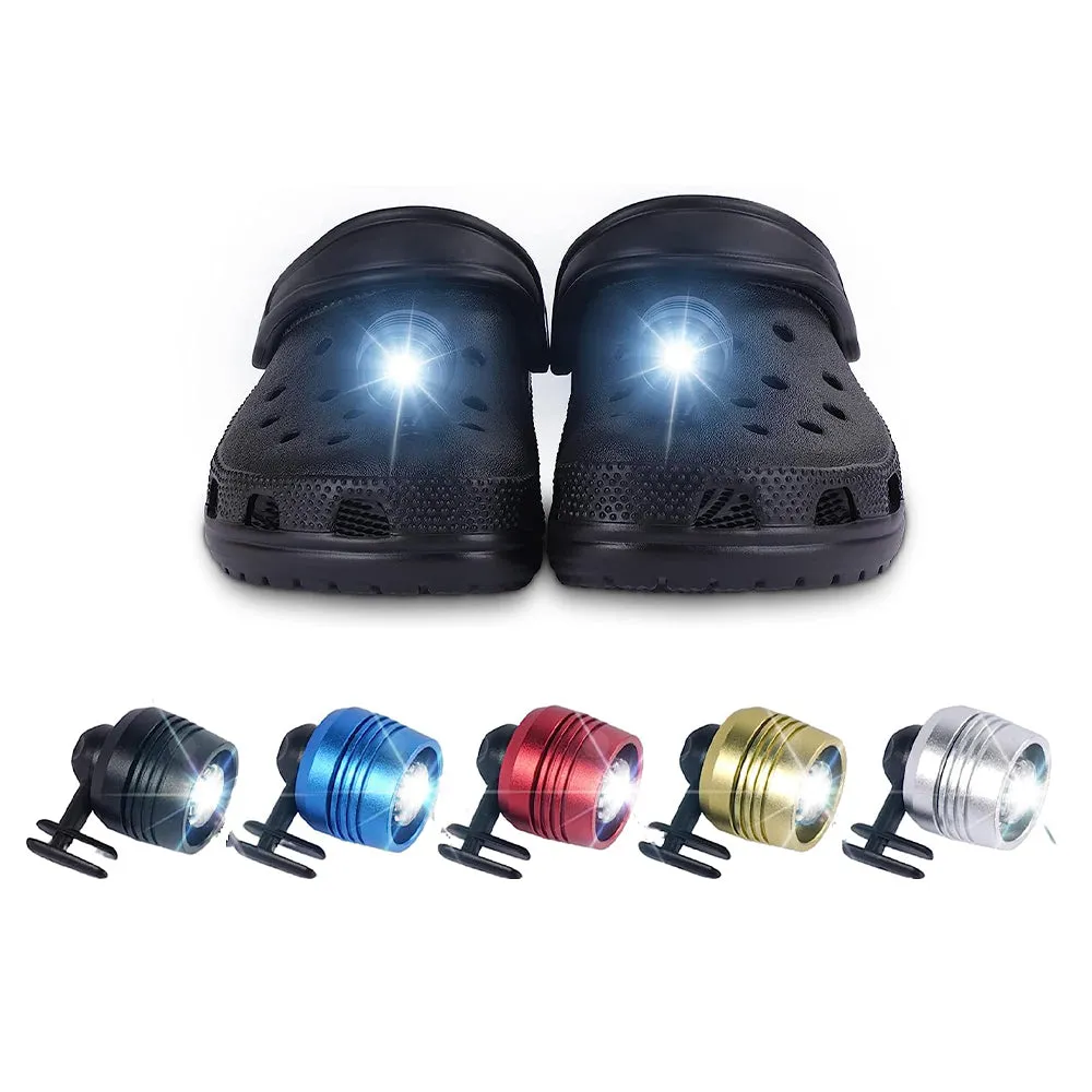 2Pc LED Shoe Headlights for Crocs Decorative Footlights Battery-Powered