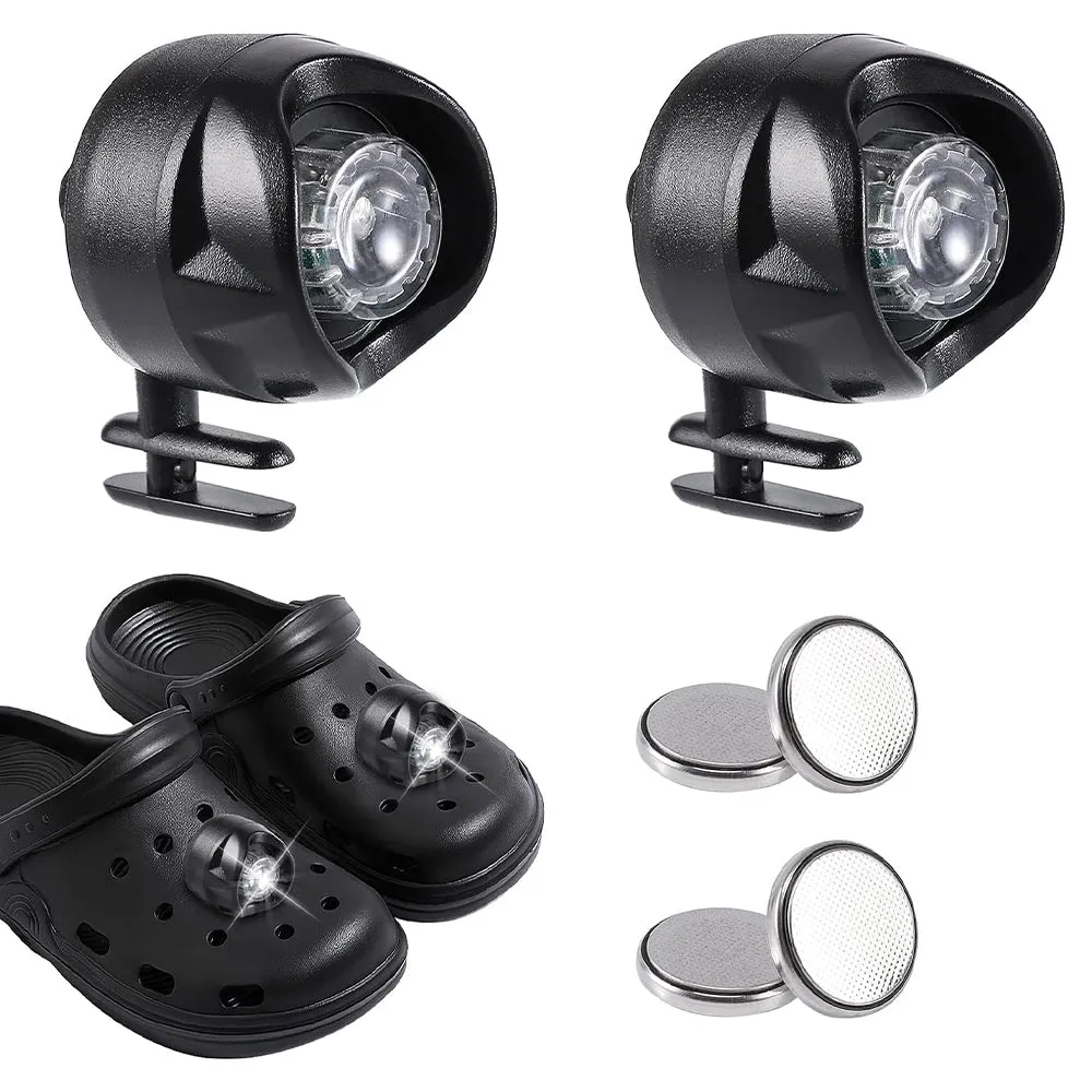 2Pc LED Shoe Headlights for Crocs Decorative Footlights Battery-Powered