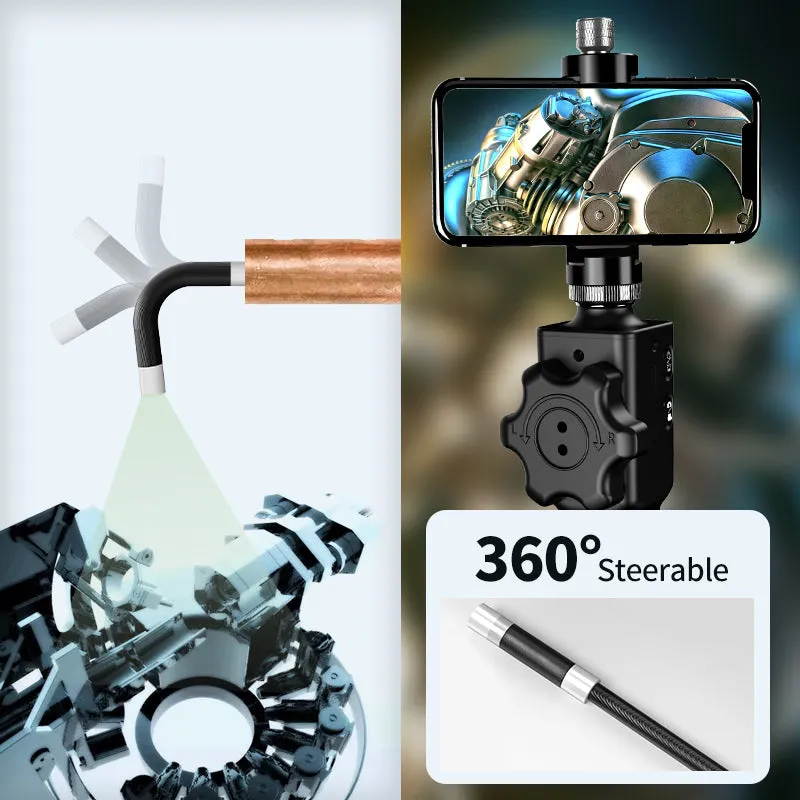 8.5MM Android iOS Automotive Endoscope 360 Degree Industrial Borescope Inspection Camera with 2 Way Steering