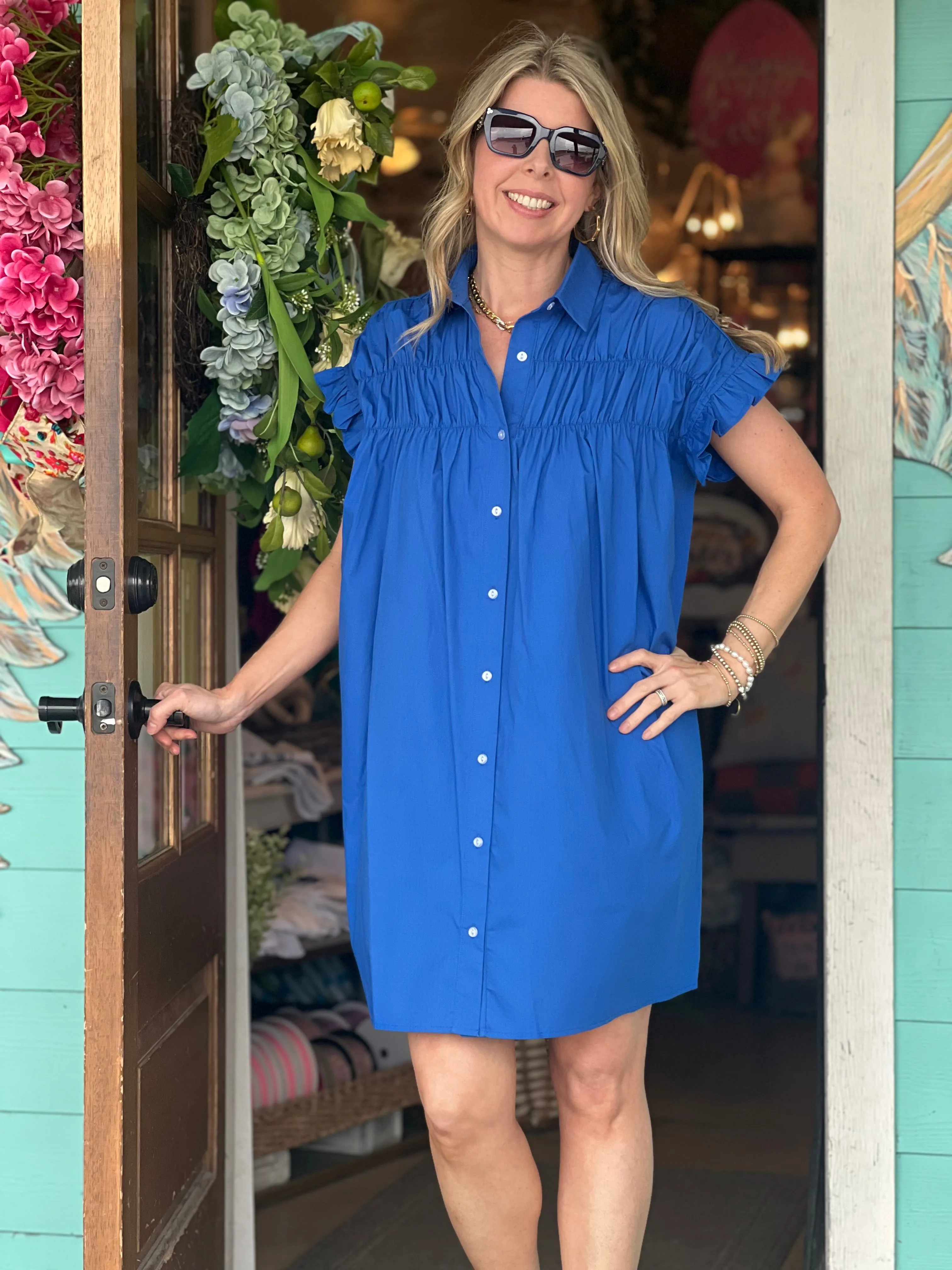 Abigail ROYAL Woven Button Down Dress