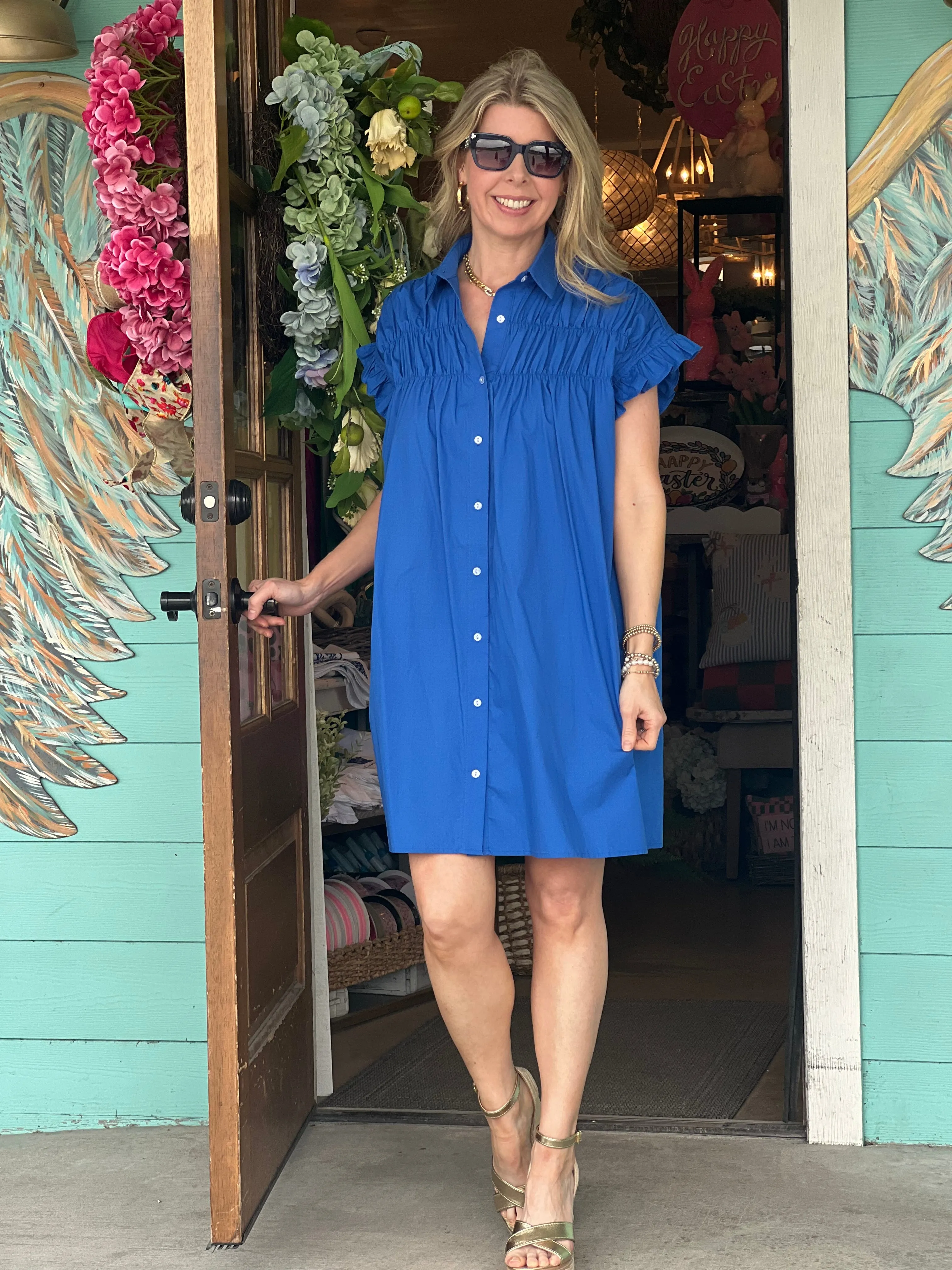 Abigail ROYAL Woven Button Down Dress