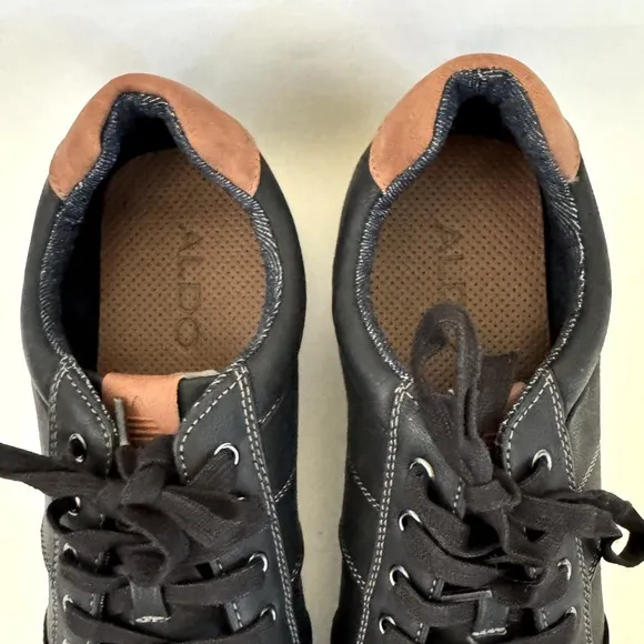 Aldo Men's Low Top Lace Up Black/Brown Synthetic Sneakers, Size 13, NWOT