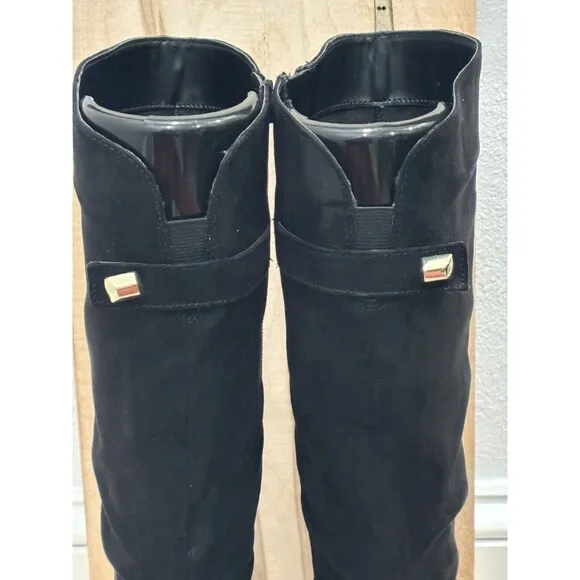 Alfani Womens Adelayde Inside Zipper Tall Knee High Thin Block Dress Boots Black