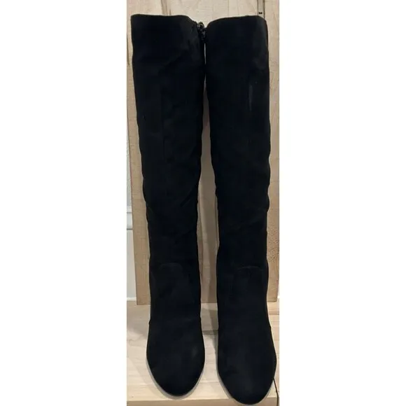 Alfani Womens Adelayde Inside Zipper Tall Knee High Thin Block Dress Boots Black