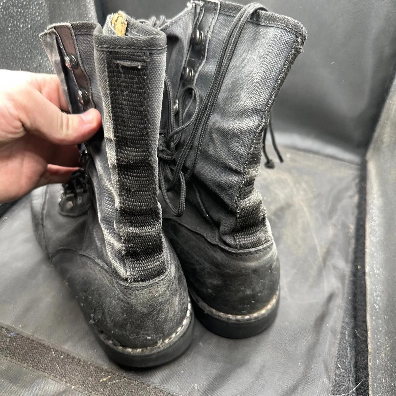 Army Black Leather High Top Combat Boots - Size EU 44 - UK 9.5