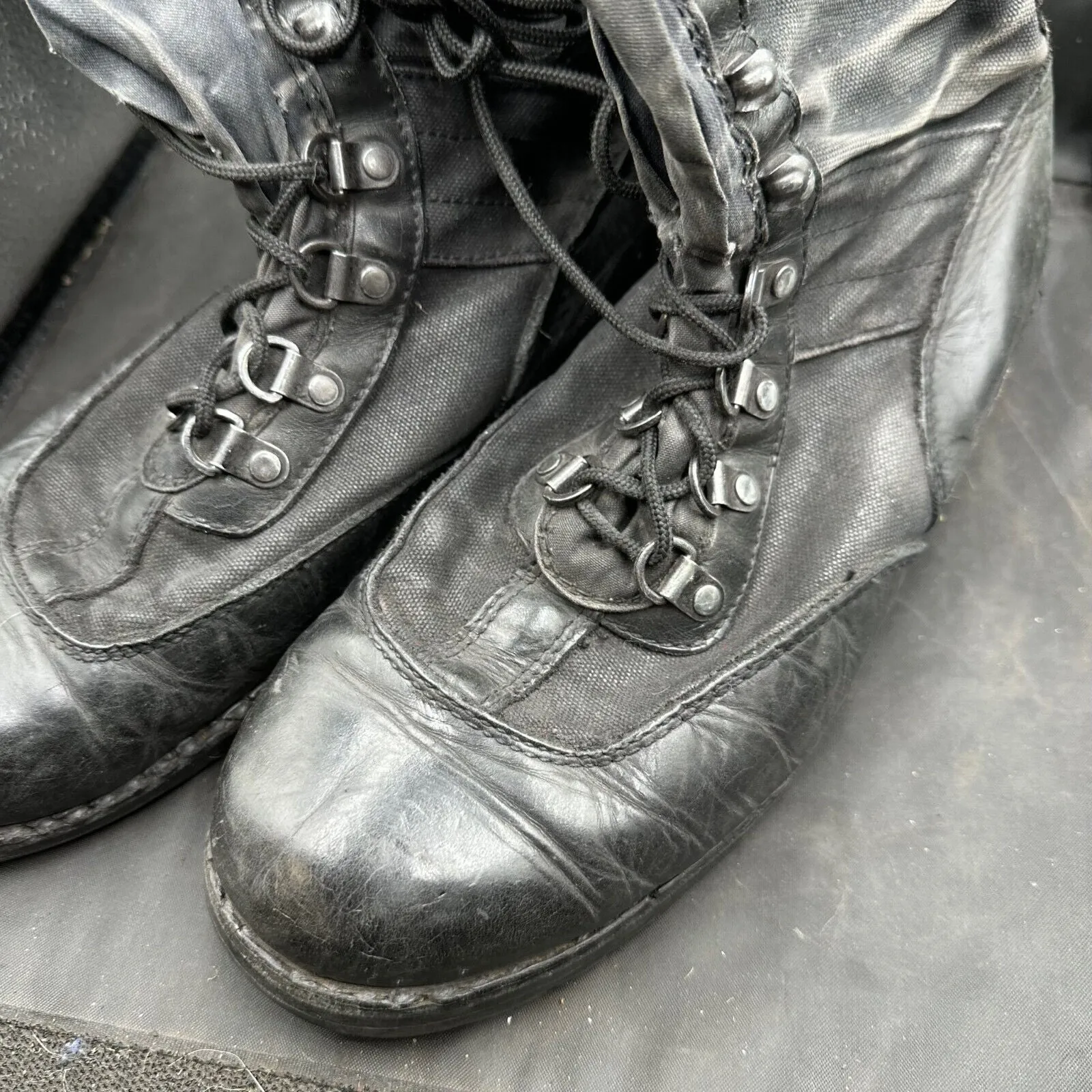 Army Black Leather High Top Combat Boots - Size EU 44 - UK 9.5