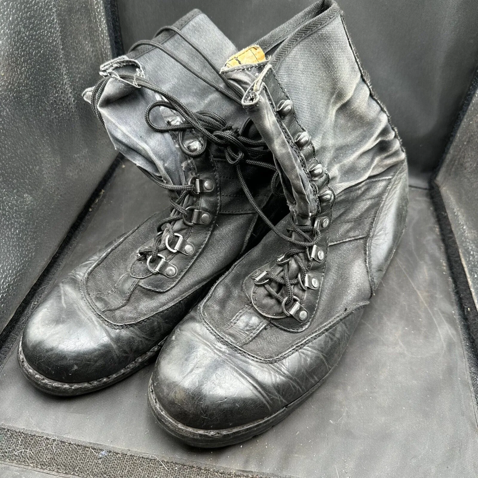 Army Black Leather High Top Combat Boots - Size EU 44 - UK 9.5