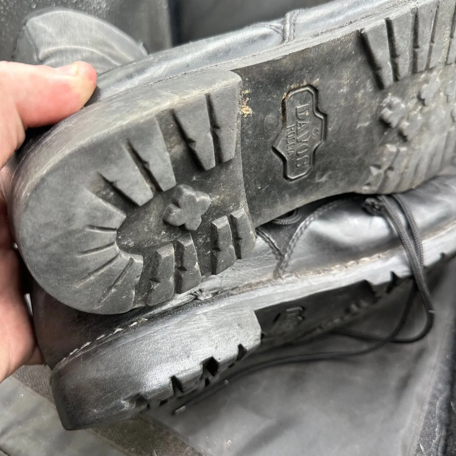 Army Black Leather High Top Combat Boots - Size EU 44 - UK 9.5