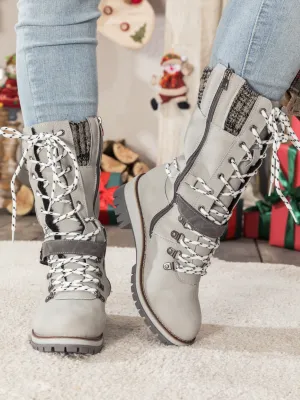 Ash Ribbed-Cuff Buckle-Strap Boot