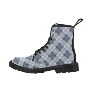 Audra Blue Plaid Women's Boots - Black Sole