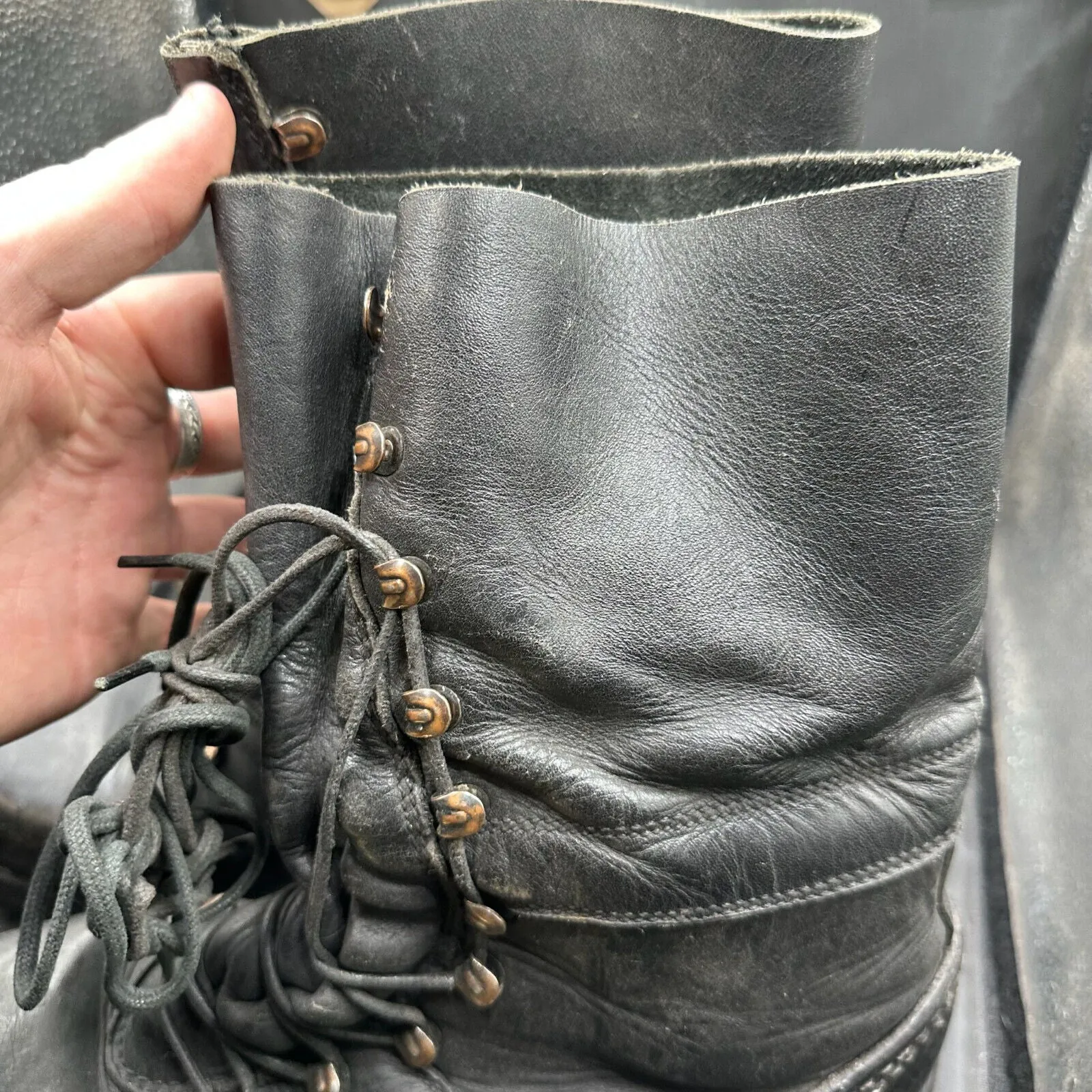 Austrian Army Black Leather Army Combat Boots - Size EU 42 - UK 8