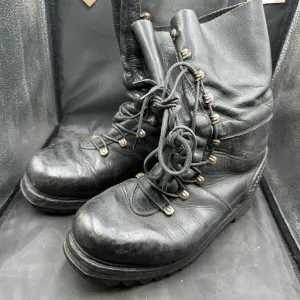 Austrian Army Black Leather Army Combat Boots - Size EU 42 - UK 8