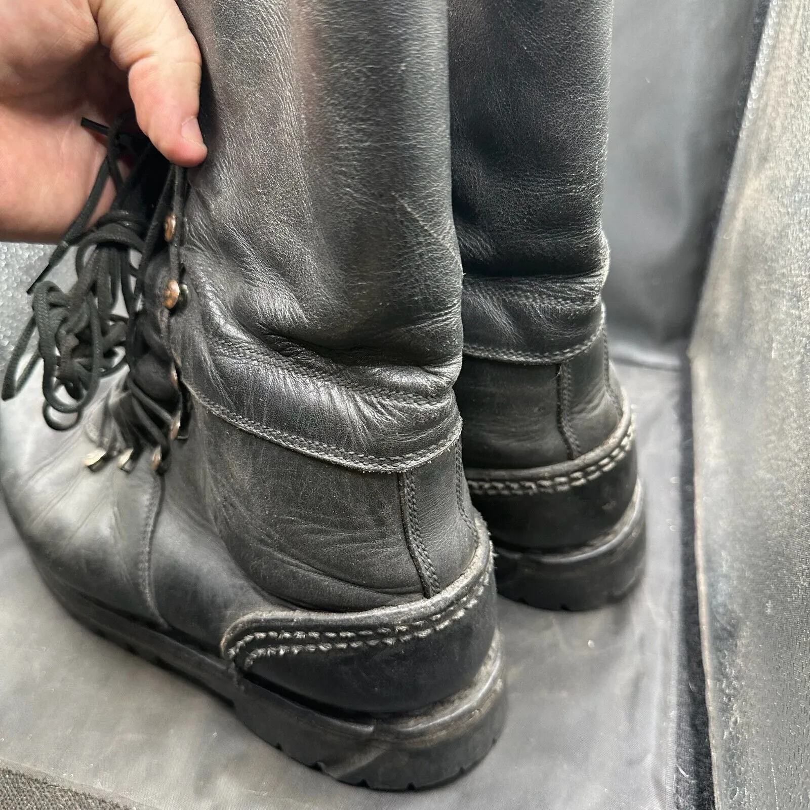 Austrian Army Black Leather Army Combat Boots - Size EU 42 - UK 8