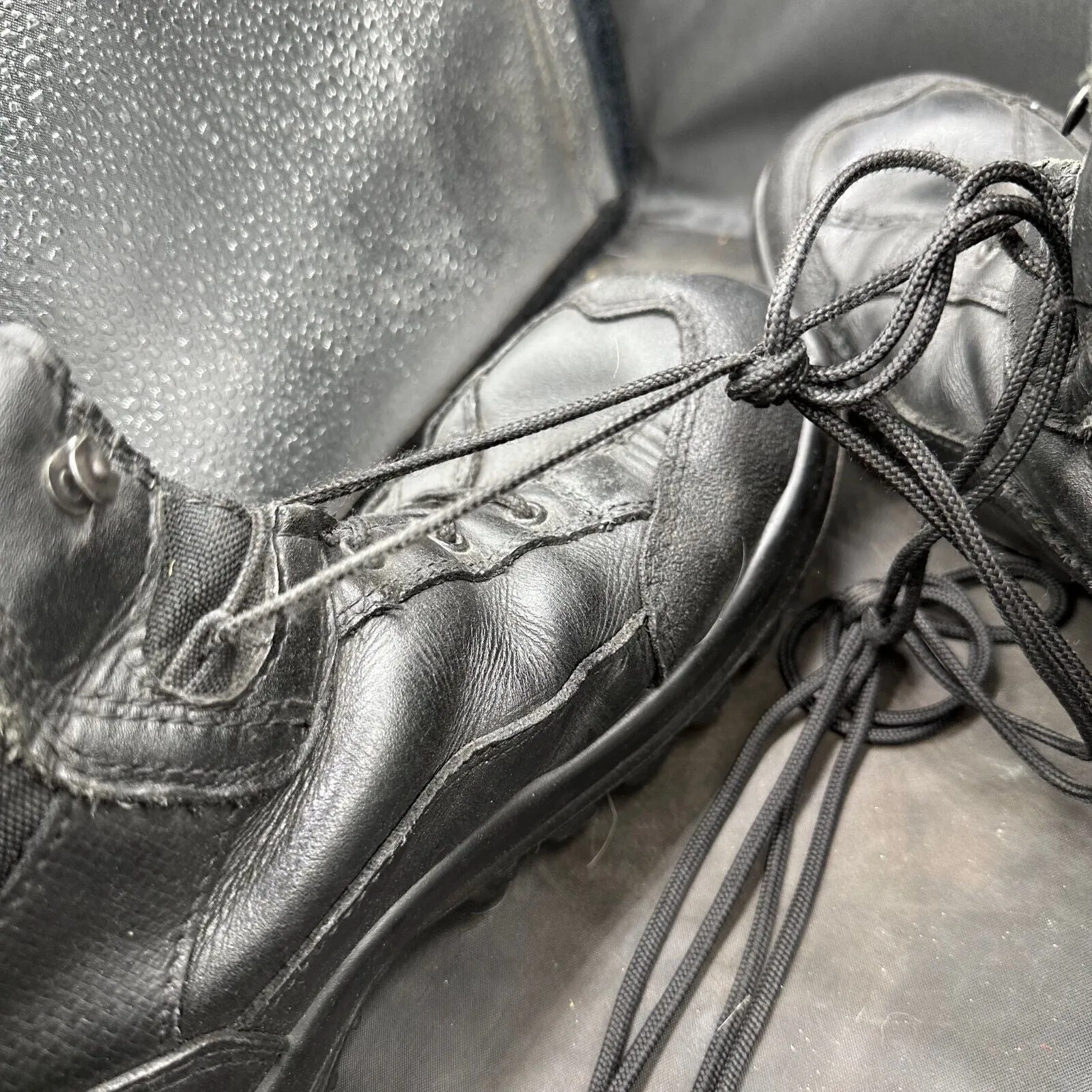 Austrian Army Black Leather High Top Combat Boots - Size EU 46 - UK 11