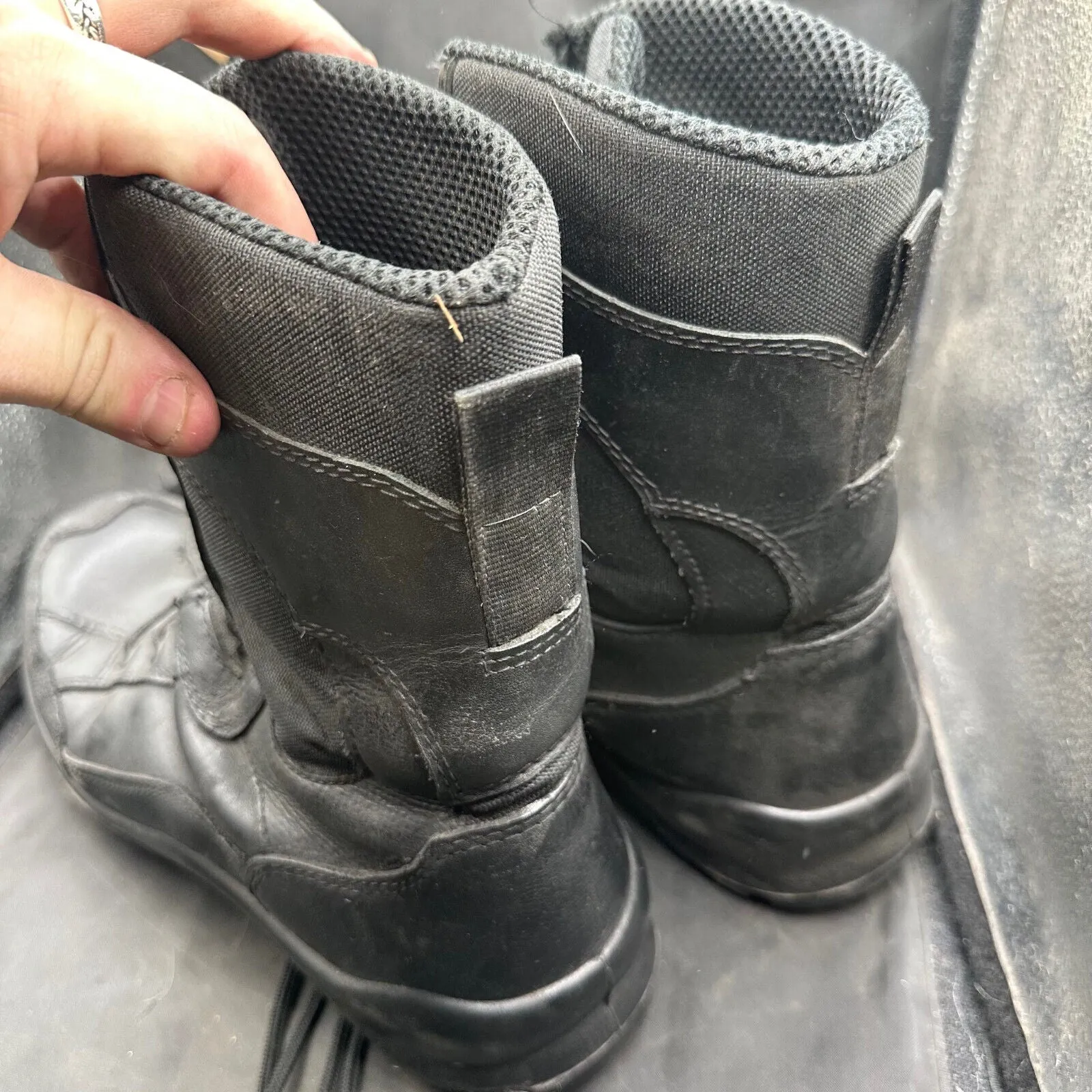 Austrian Army Black Leather High Top Combat Boots - Size EU 46 - UK 11