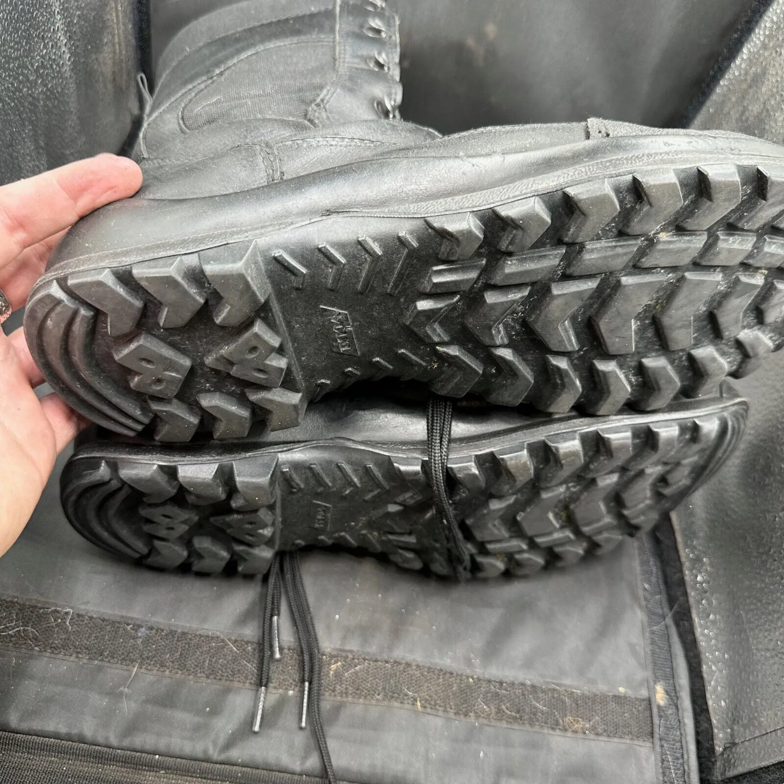 Austrian Army Black Leather High Top Combat Boots - Size EU 46 - UK 11