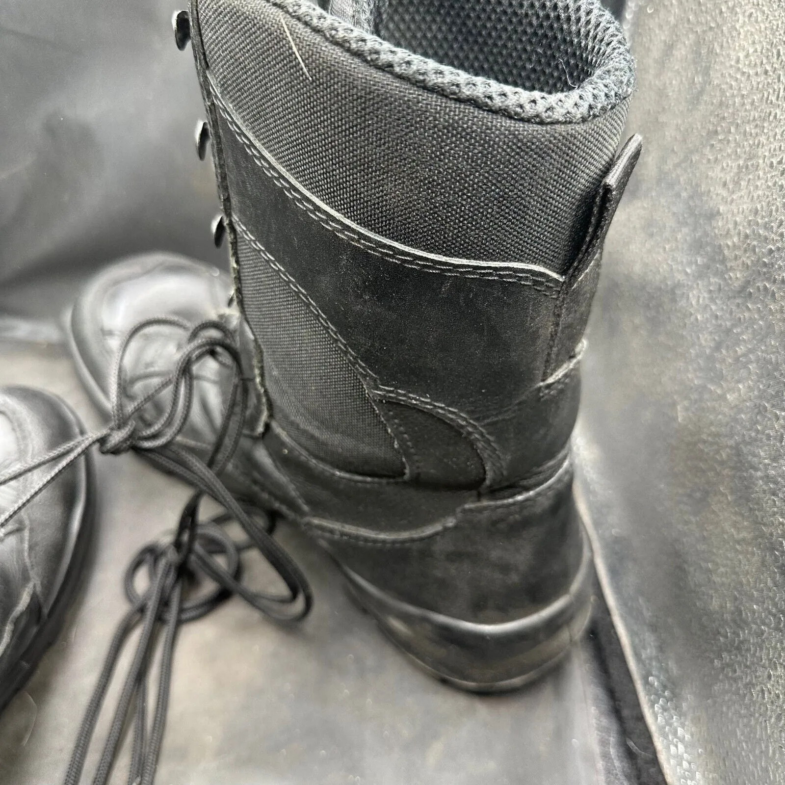 Austrian Army Black Leather High Top Combat Boots - Size EU 46 - UK 11