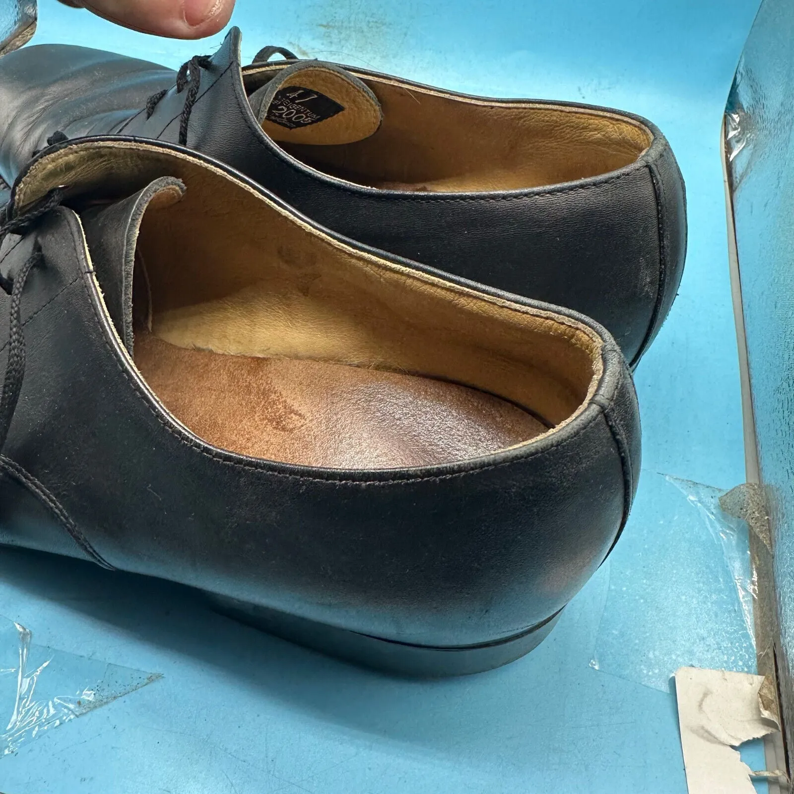 Austrian Army Black Leather Officers Dress Shoes - Size EU 47 - UK 12 - US 12.5