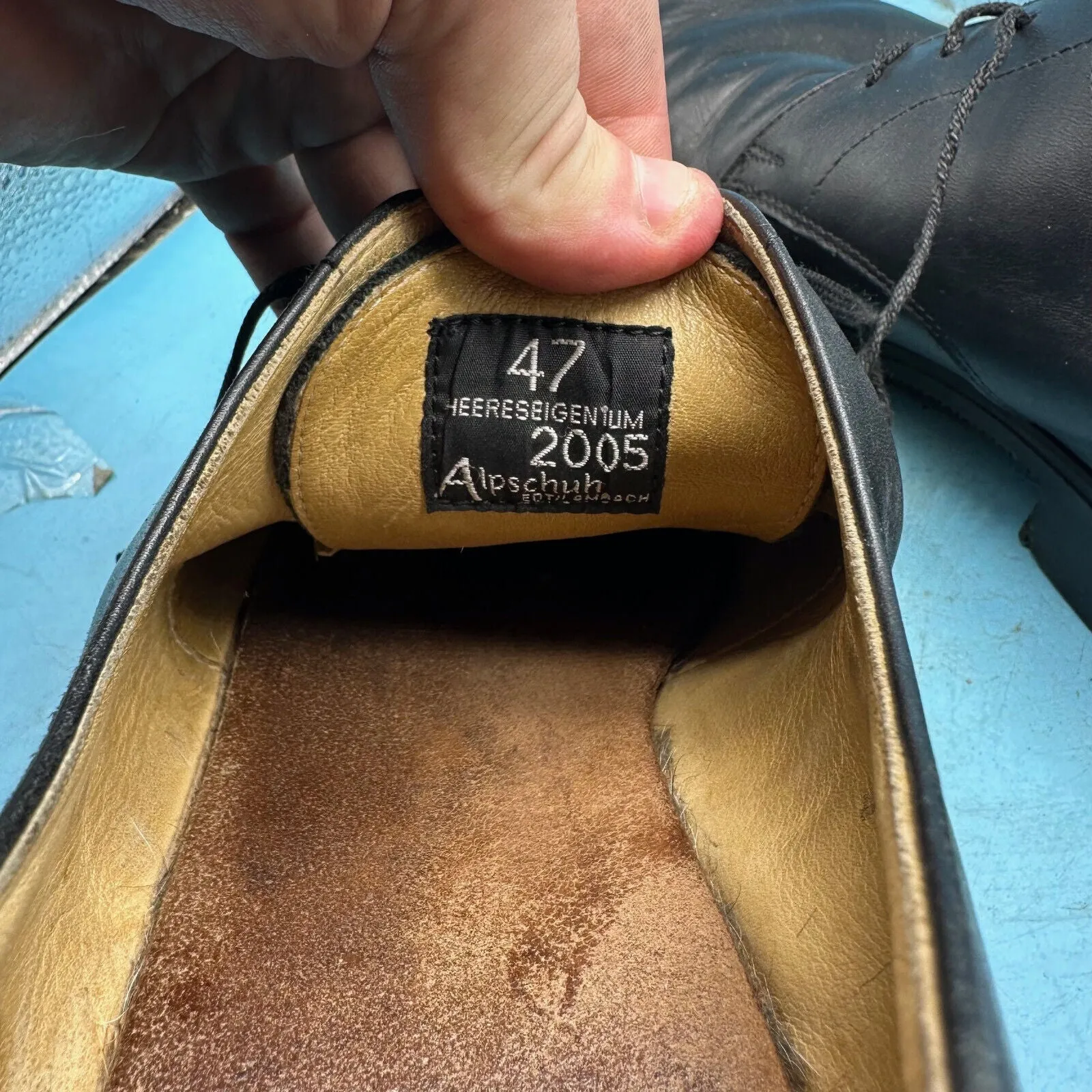 Austrian Army Black Leather Officers Dress Shoes - Size EU 47 - UK 12 - US 12.5