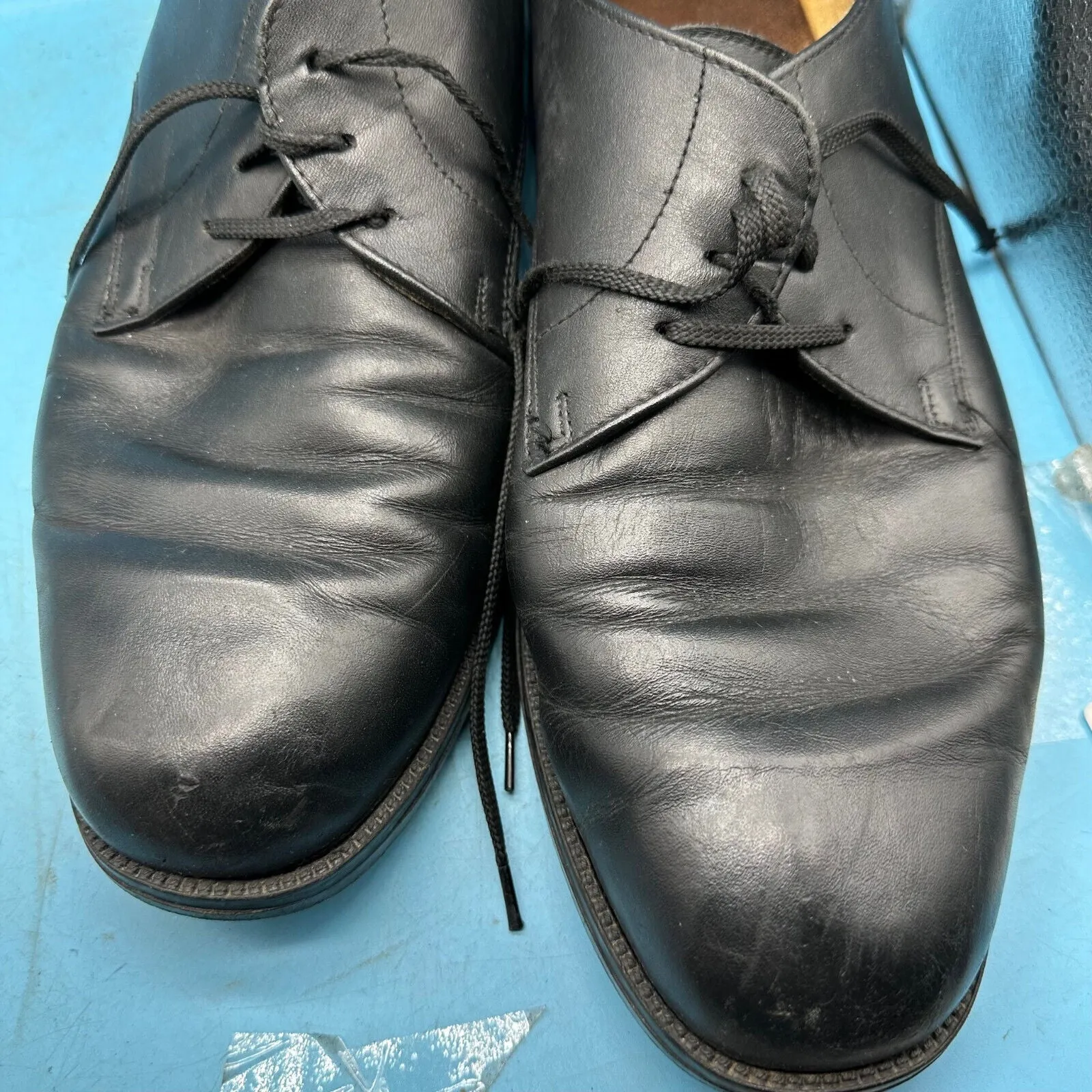 Austrian Army Black Leather Officers Dress Shoes - Size EU 47 - UK 12 - US 12.5