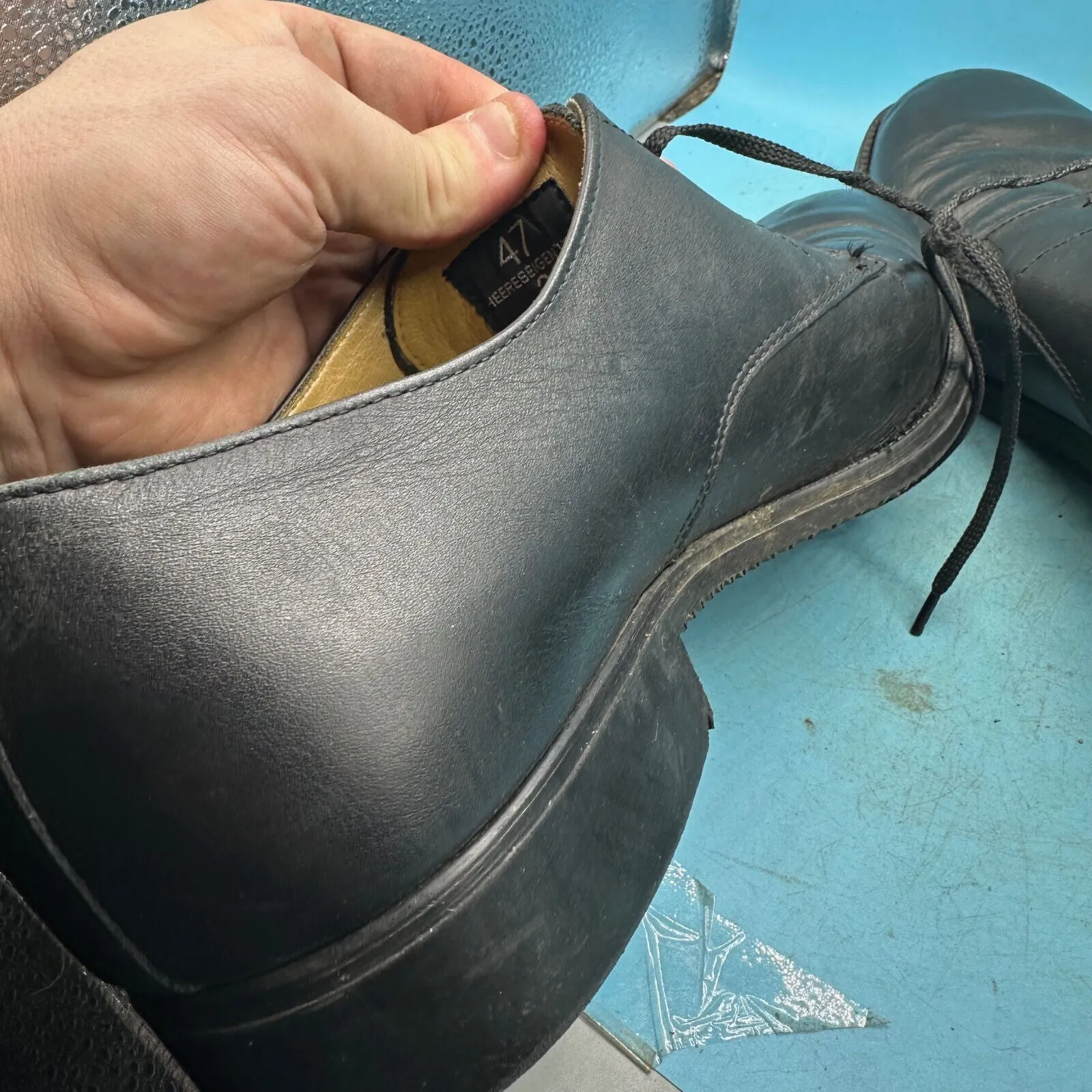 Austrian Army Black Leather Officers Dress Shoes - Size EU 47 - UK 12 - US 12.5