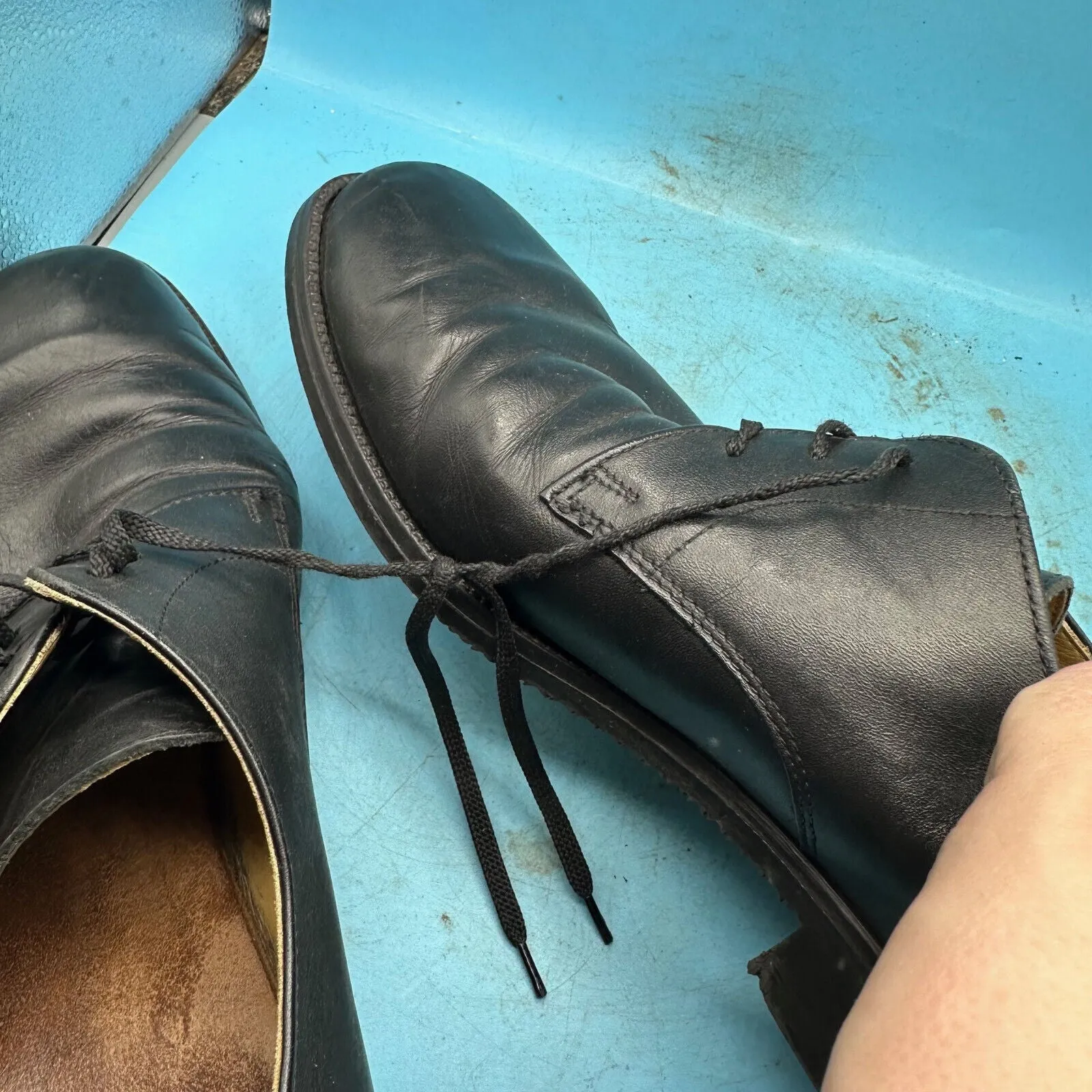 Austrian Army Black Leather Officers Dress Shoes - Size EU 47 - UK 12 - US 12.5