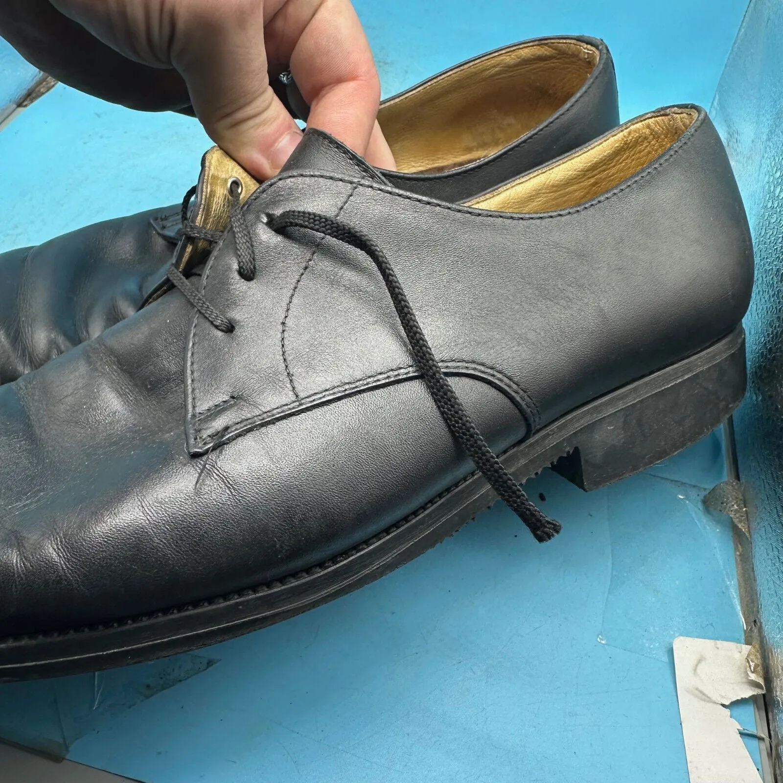 Austrian Army Black Leather Officers Dress Shoes - Size EU 47 - UK 12 - US 12.5