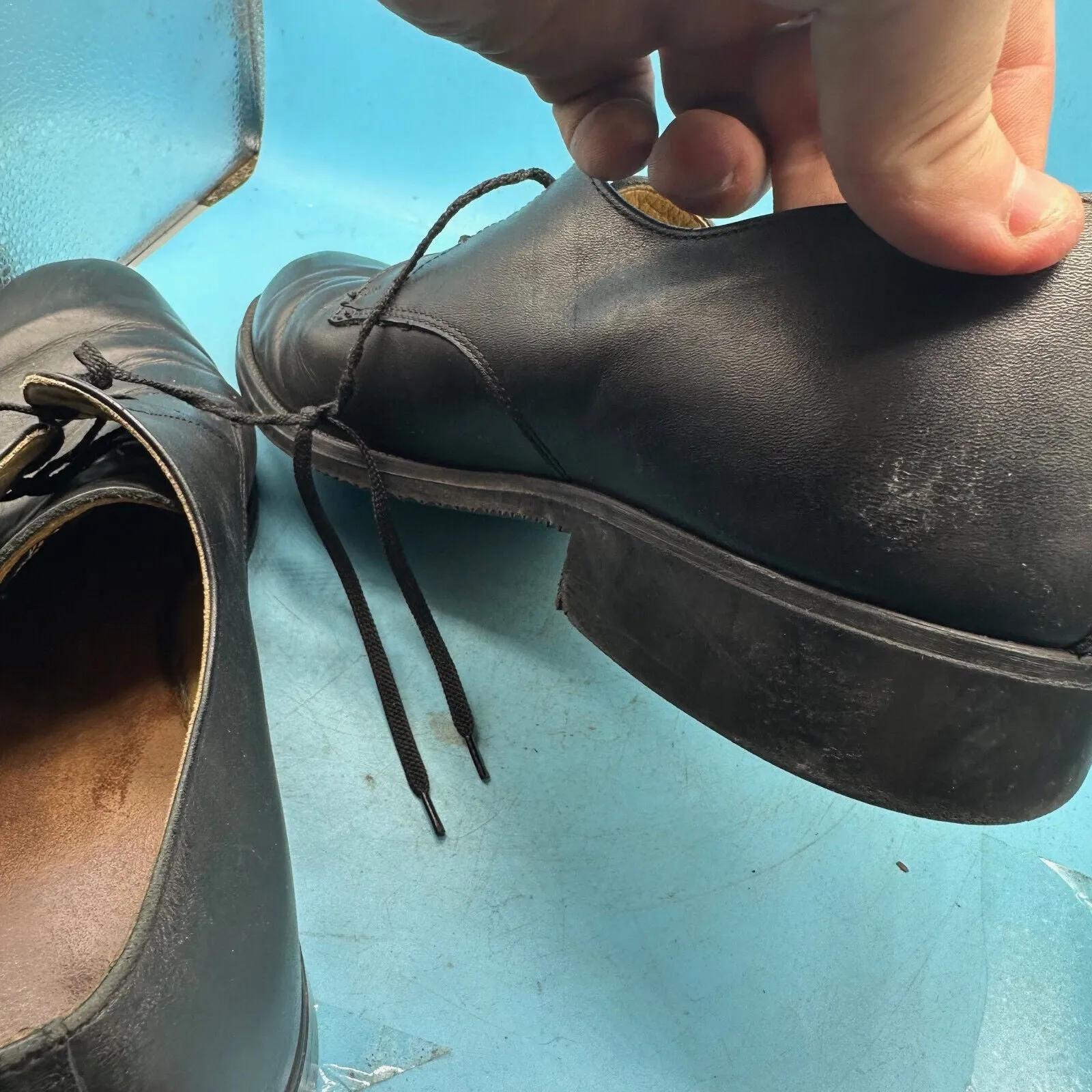 Austrian Army Black Leather Officers Dress Shoes - Size EU 47 - UK 12 - US 12.5