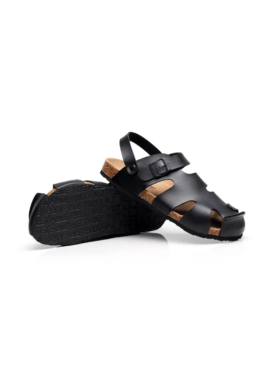 Black Cut Out Slingback Sandals