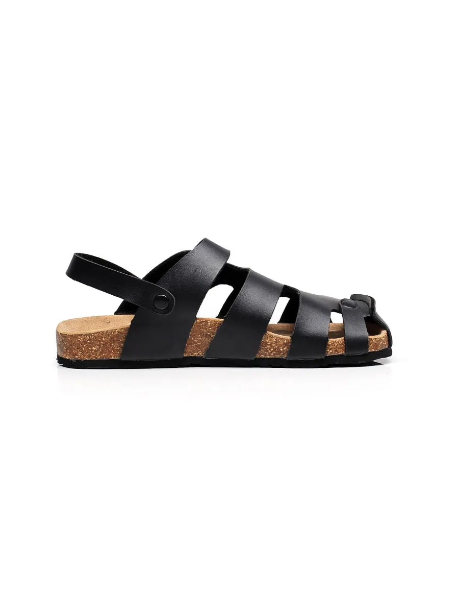 Black Cut Out Slingback Sandals