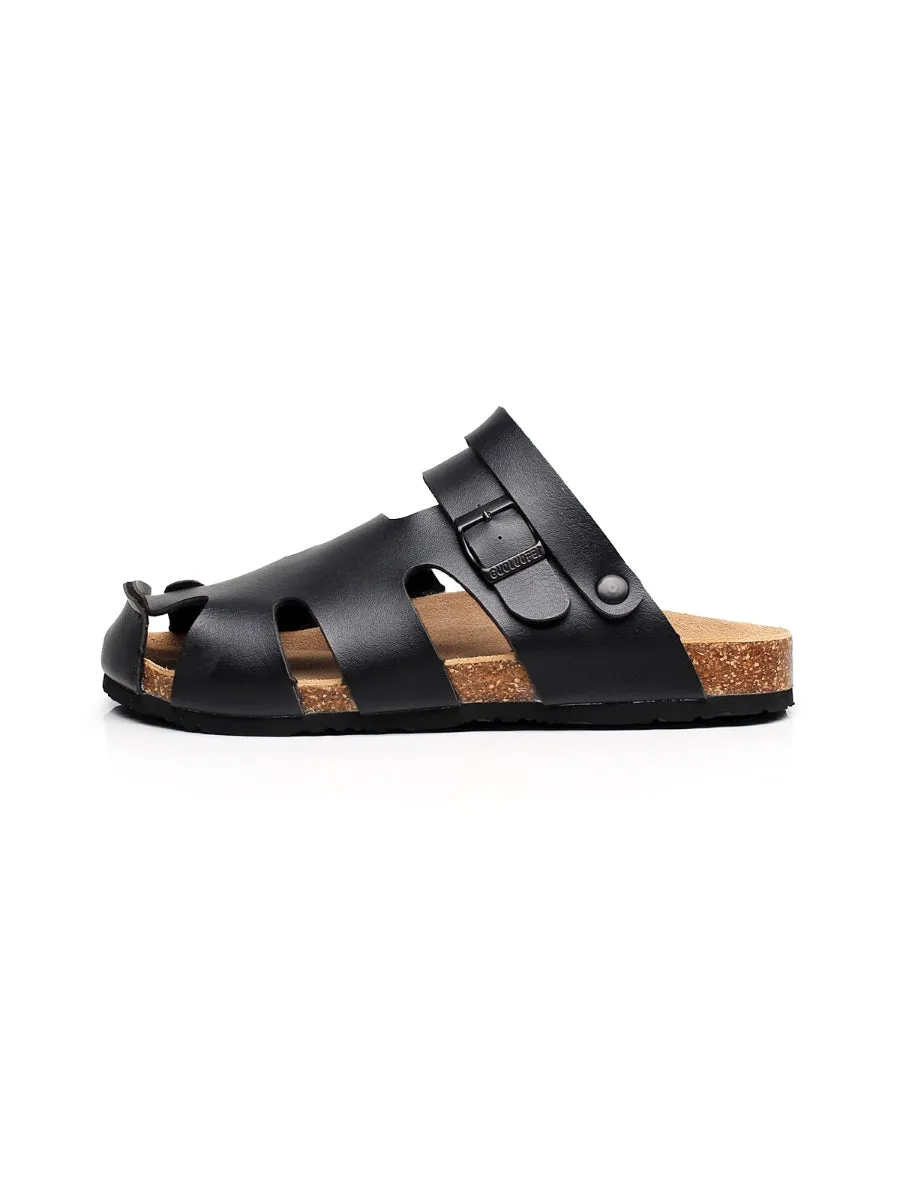 Black Cut Out Slingback Sandals
