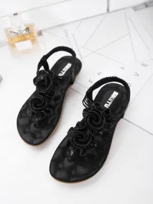 Black Rosette Sandals