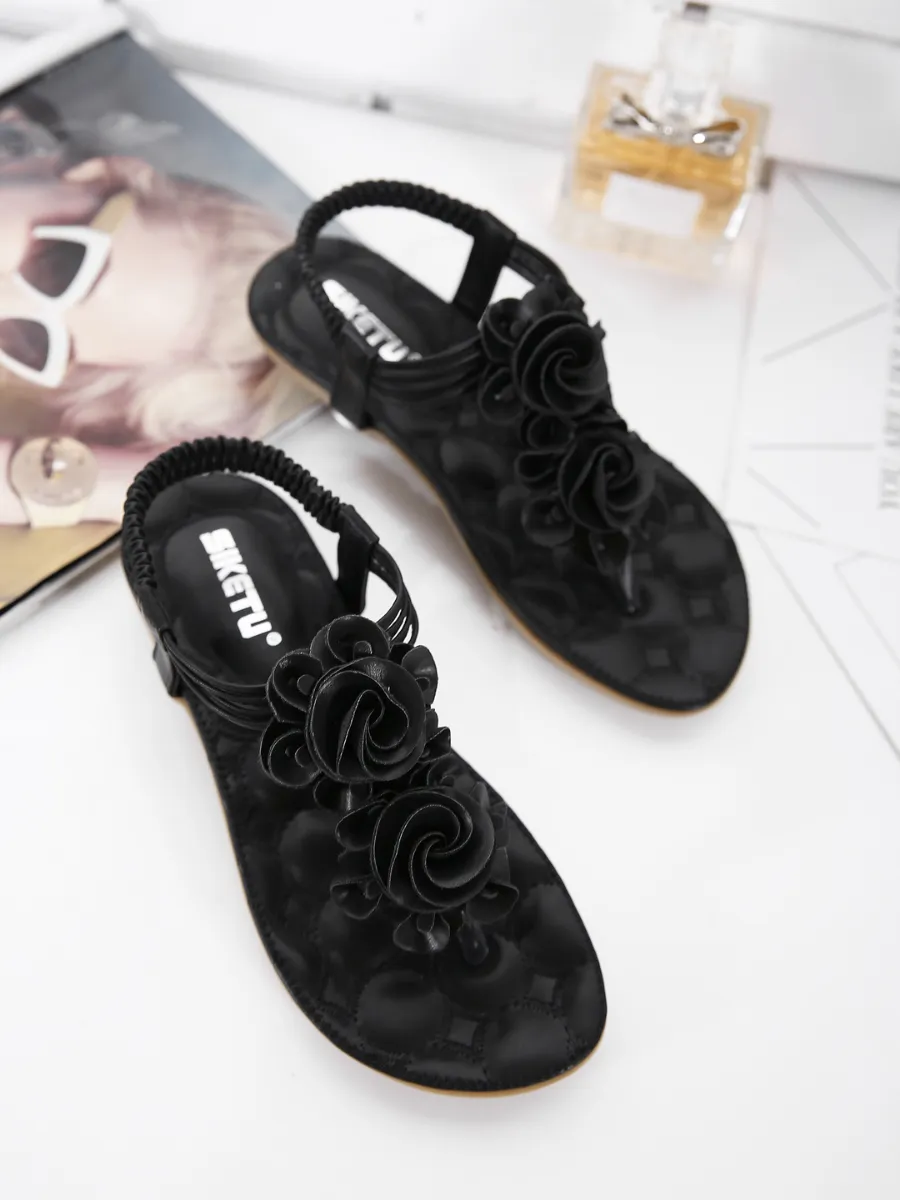 Black Rosette Sandals