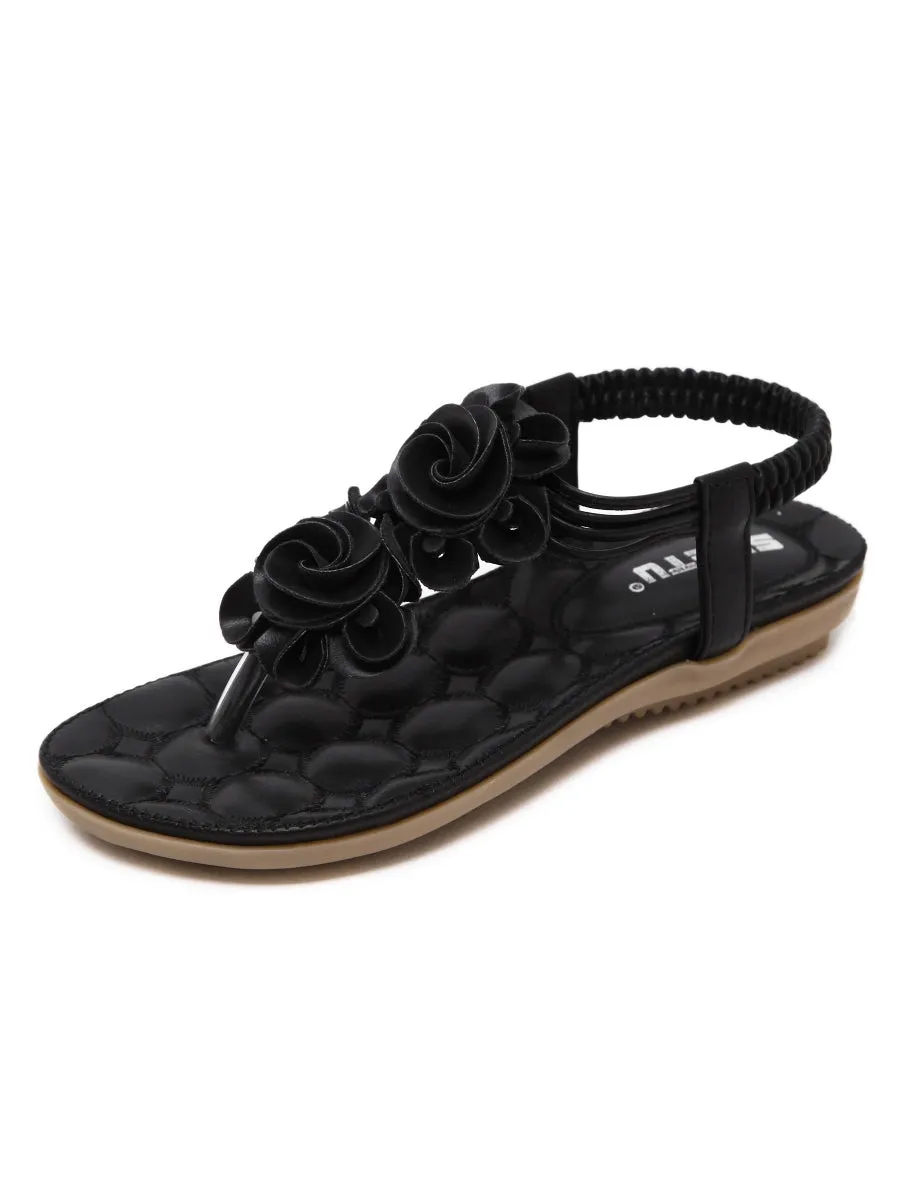 Black Rosette Sandals