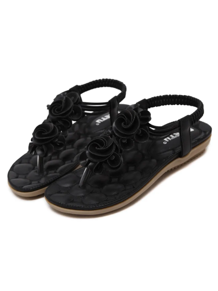 Black Rosette Sandals