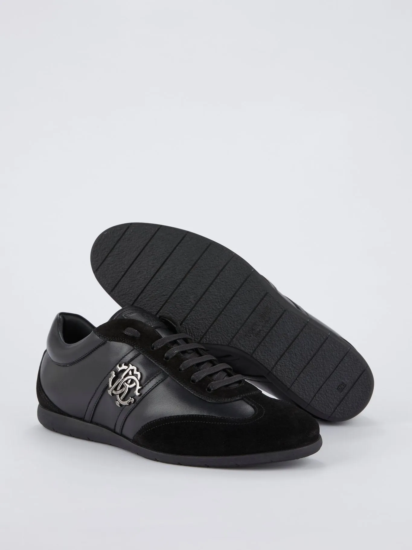 Black Suede Panel Leather Sneakers