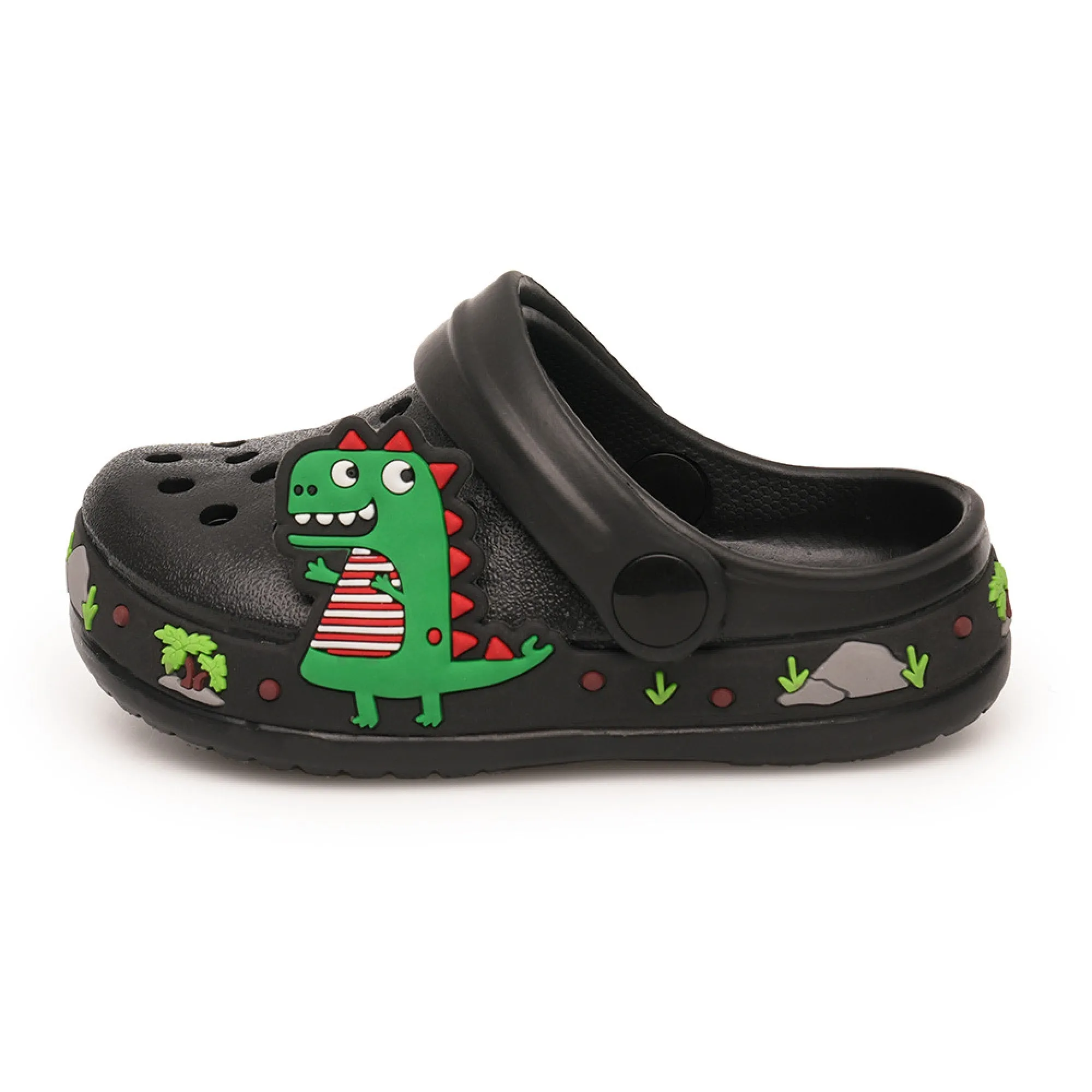 Boys Black Clogs Dinosaur Non-Slip Lightweight Beach Sandals Summer Shoes