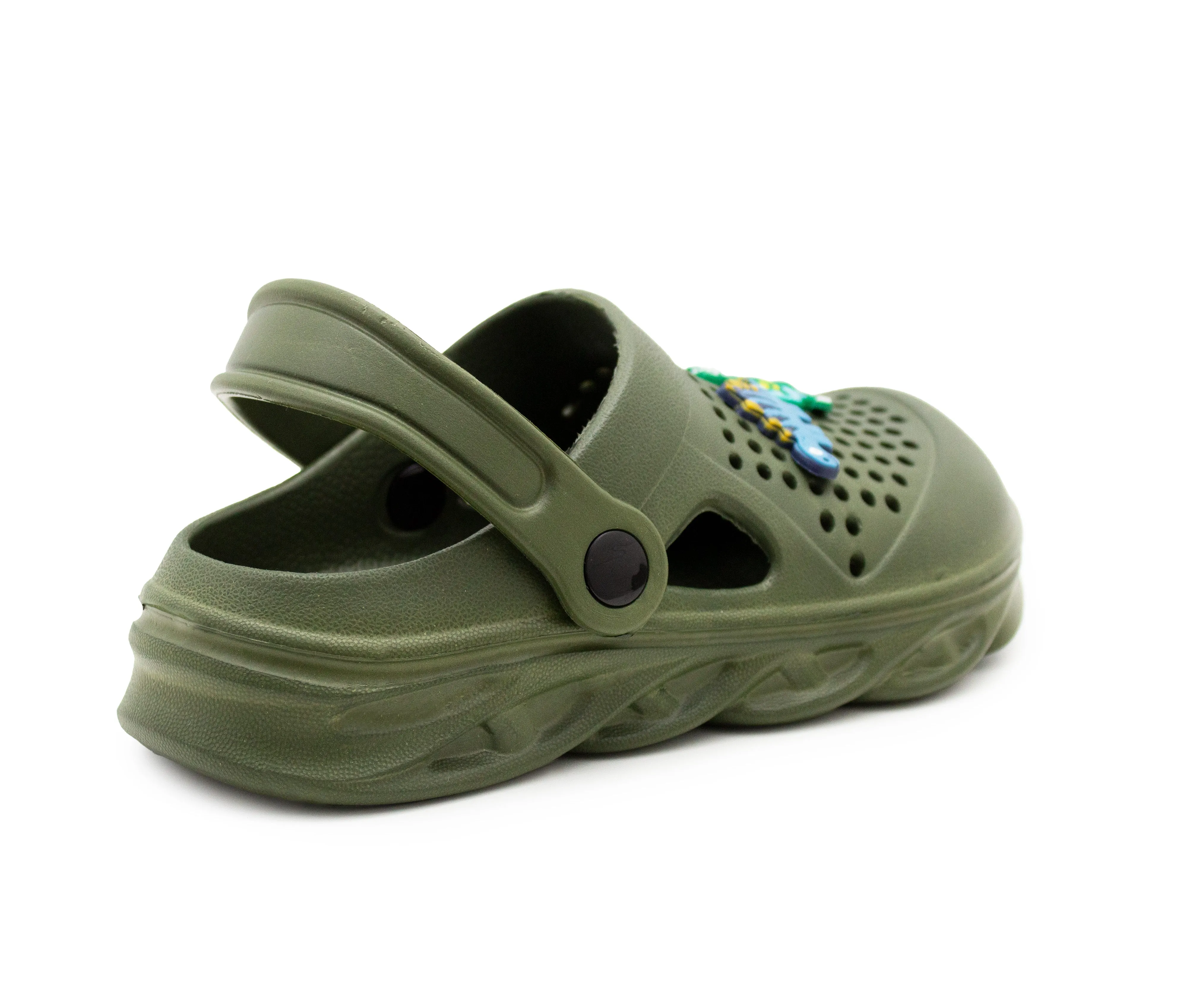 Boys Clogs Kids Lightweight EVA Adjustable Strap Sandals Breathable Slip On Green Khaki Dinosaur Beach Garden Clog Slipper Pool Leisure Water Shoe
