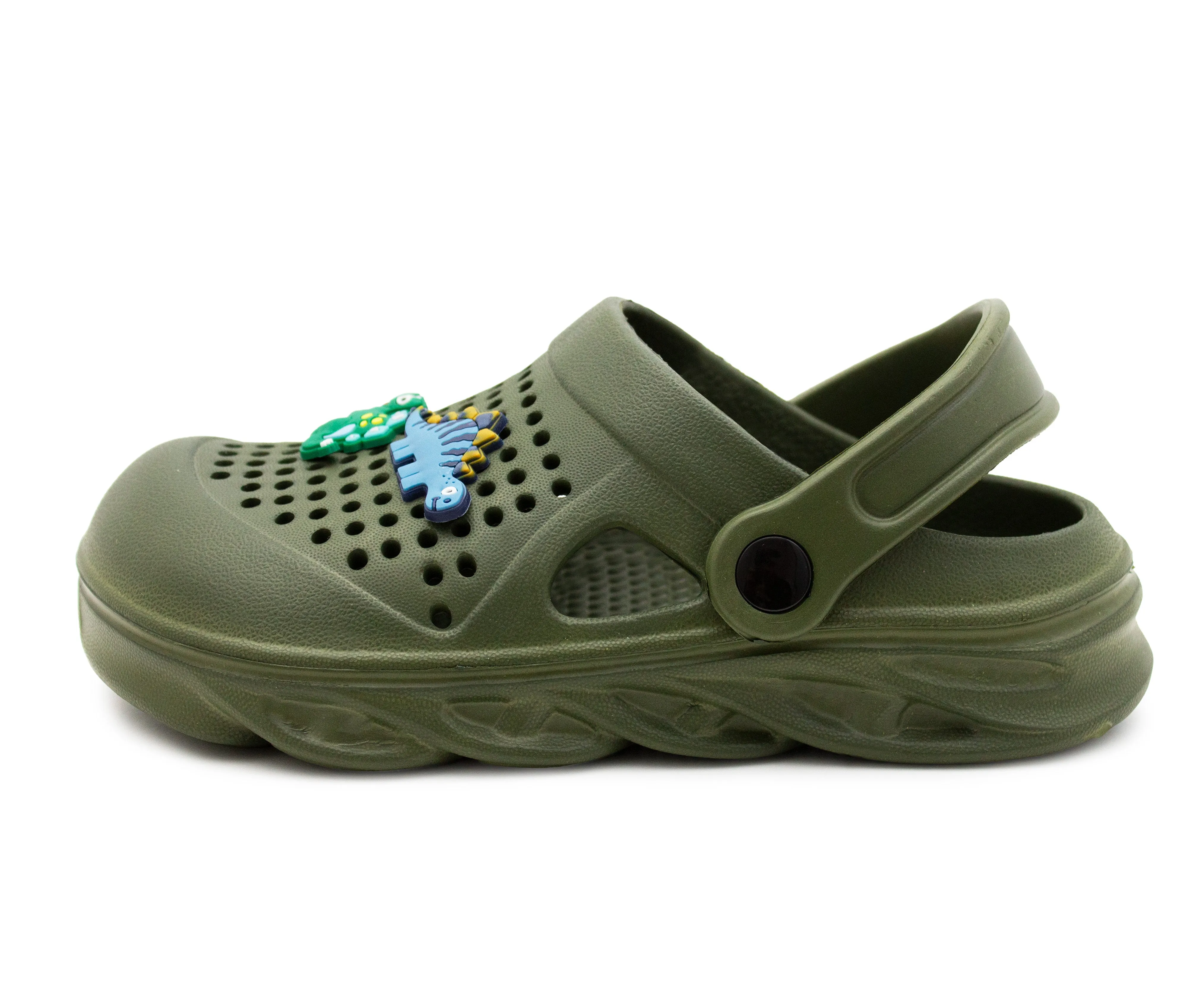 Boys Clogs Kids Lightweight EVA Adjustable Strap Sandals Breathable Slip On Green Khaki Dinosaur Beach Garden Clog Slipper Pool Leisure Water Shoe