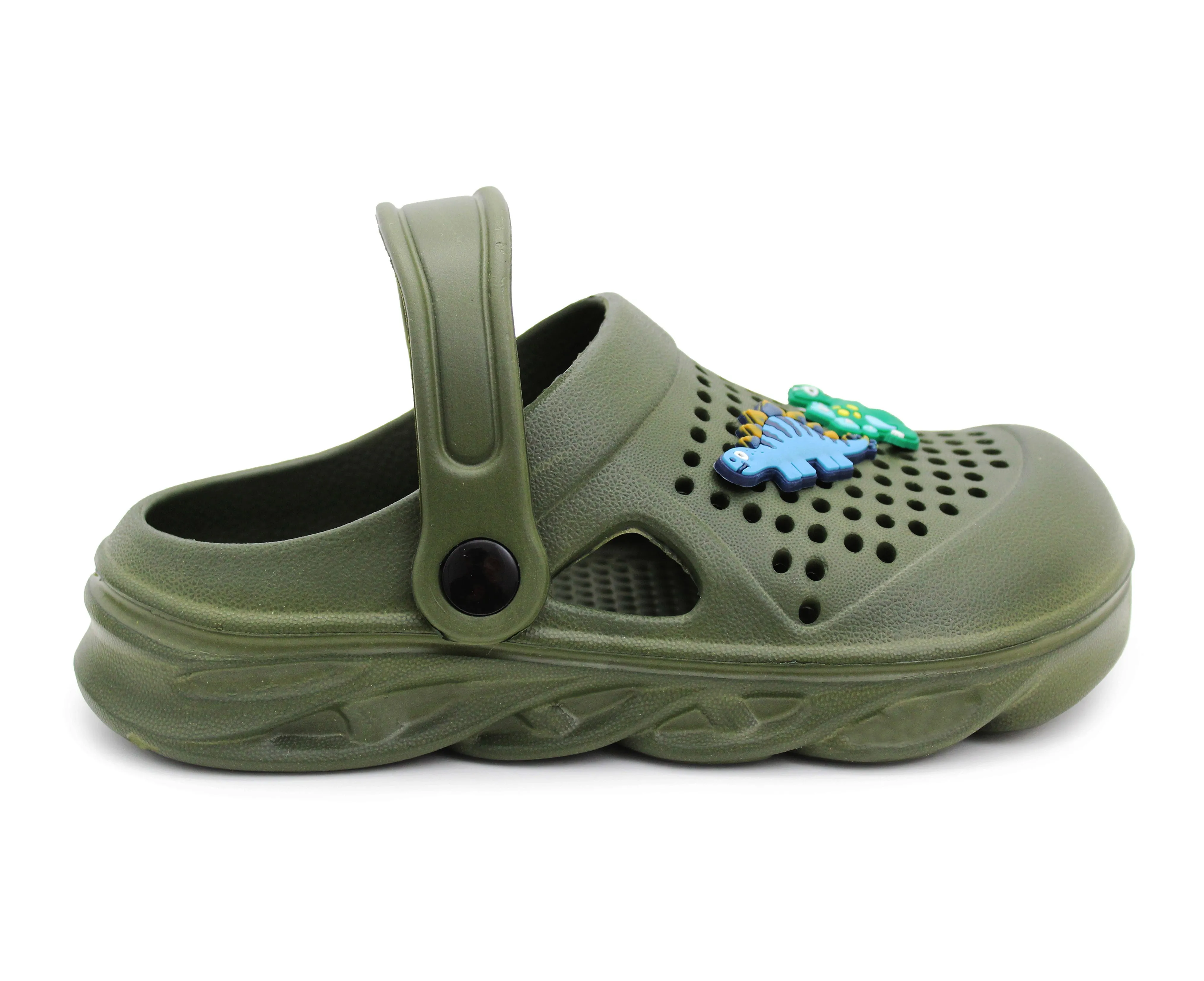 Boys Clogs Kids Lightweight EVA Adjustable Strap Sandals Breathable Slip On Green Khaki Dinosaur Beach Garden Clog Slipper Pool Leisure Water Shoe