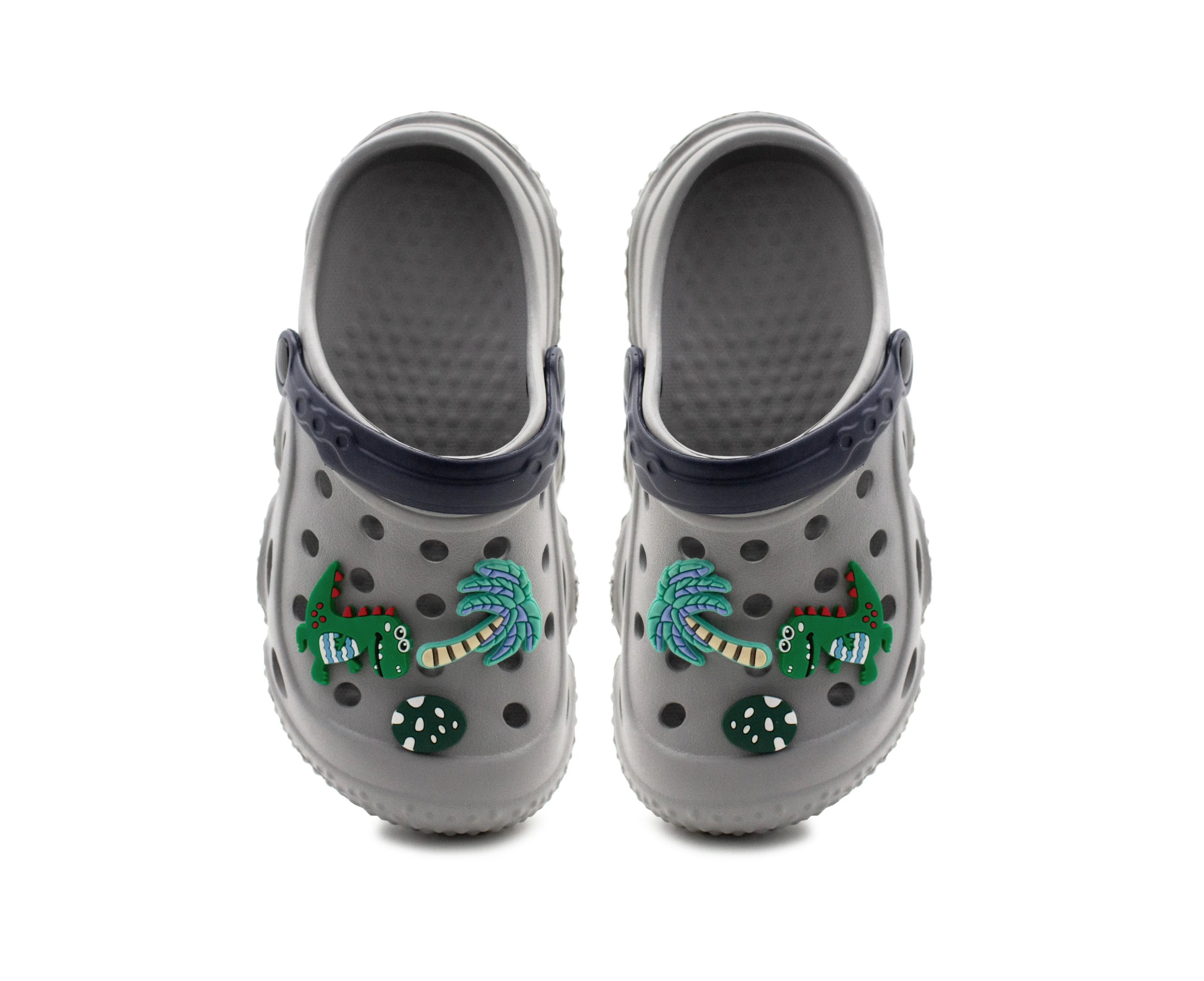 Boys Clogs Kids Lightweight EVA Adjustable Strap Sandals Breathable Slip On Grey Dinosaur Beach Garden Clog Slipper Pool Leisure Water Shoe