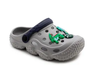 Boys Clogs Kids Lightweight EVA Adjustable Strap Sandals Breathable Slip On Grey Dinosaur Beach Garden Clog Slipper Pool Leisure Water Shoe