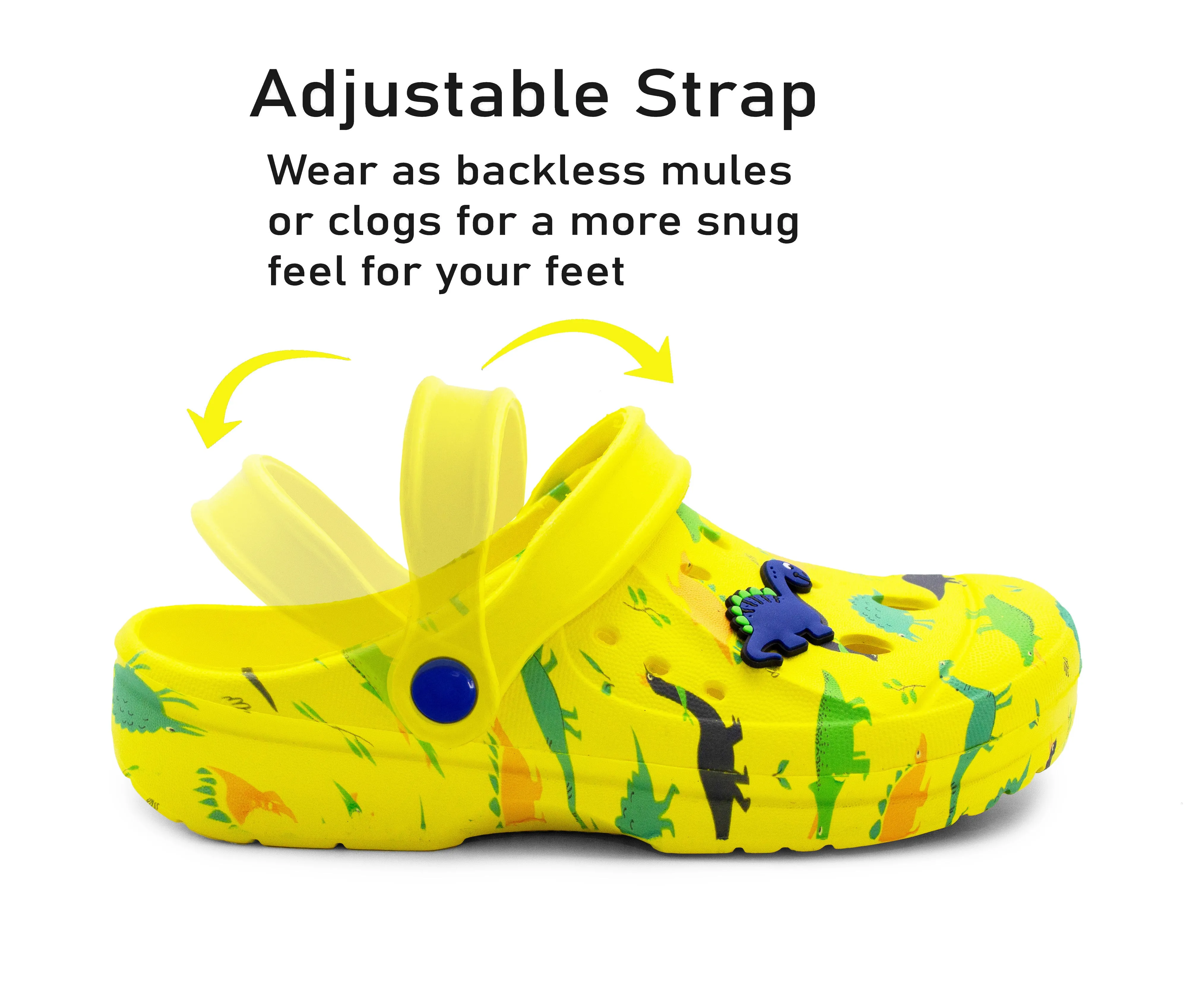 Boys Clogs Youth Lightweight EVA Adjustable Strap Dinosaur Sandals Breathable Slip On Beach Garden Clog Slipper Pool Leisure Water Shoe