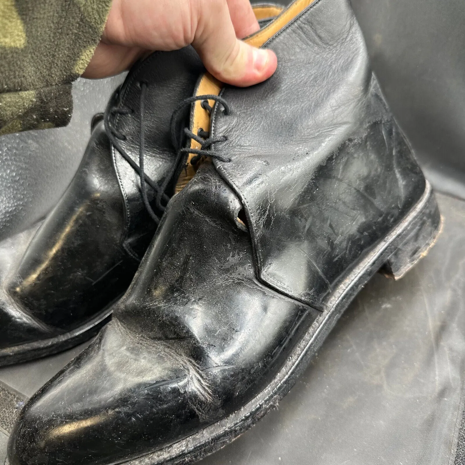 British Army Black Leather Officers Dress Boots - Size EU 45 - UK 11L